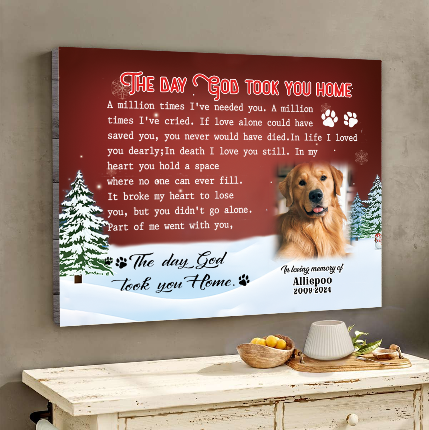 The Day God Took You Home Custom Memorial Canvas Wall Art, Gifts For Loss Of Dog