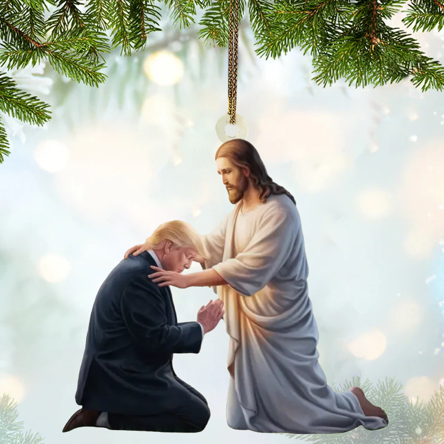 Trump2024 America President Christmas Acrylic Ornament, Christ Ornament, Christmas Gift