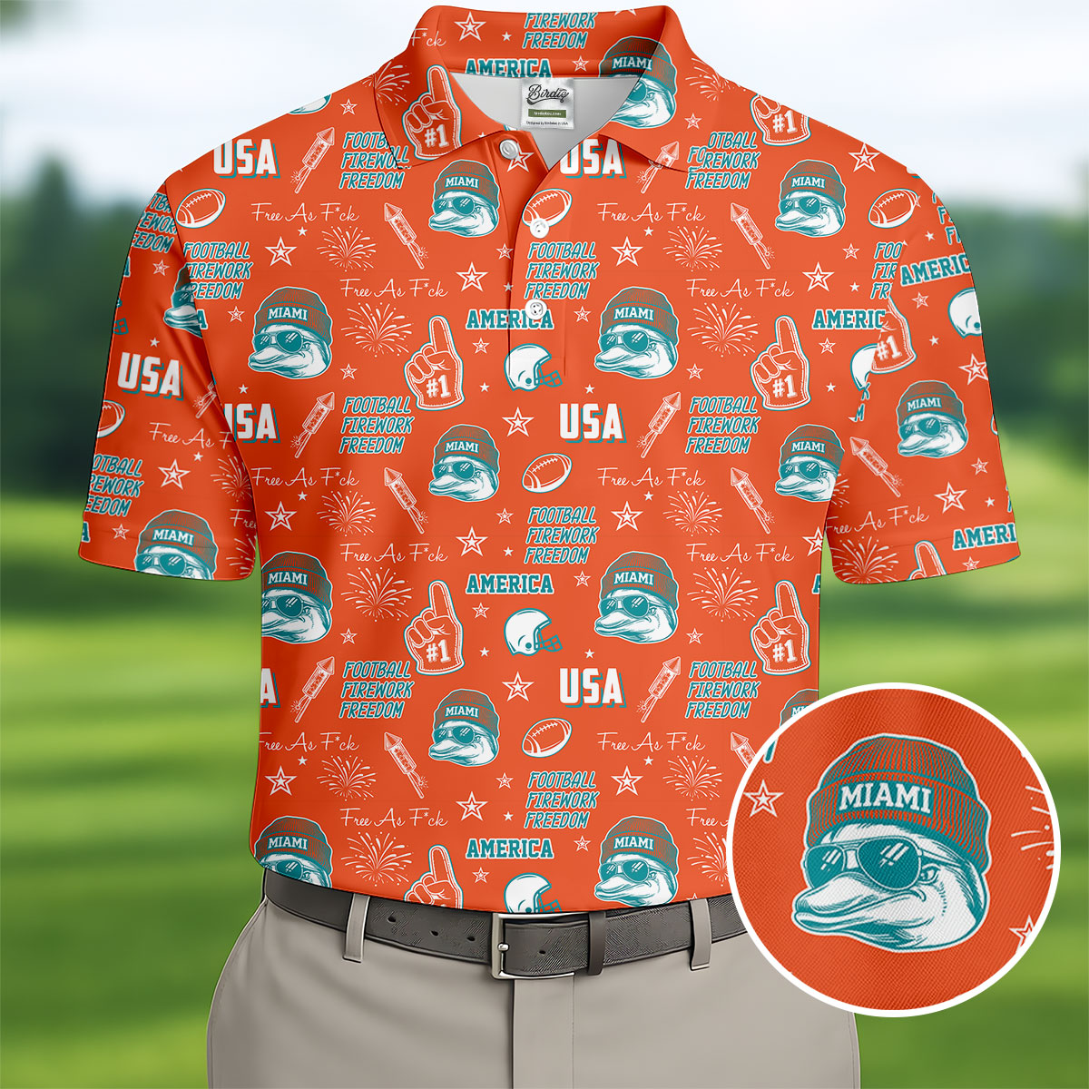 Cool Dolphin Beanie And Glasses Orange And Teal Sport Polo, American Football League Gift Ideas For Football Fans