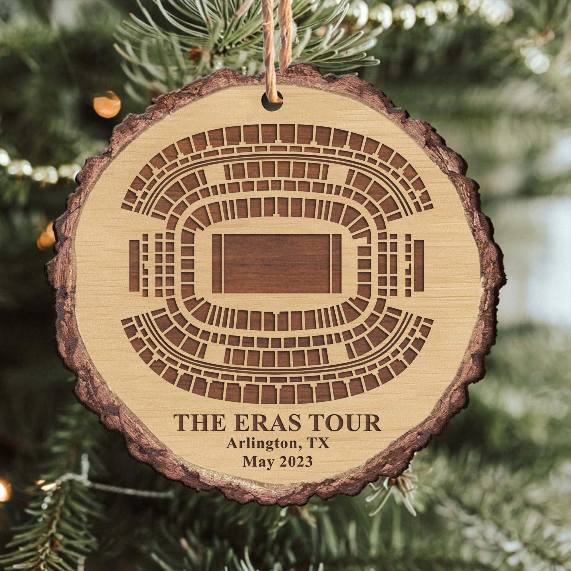 The Eras Tour Arlington Stadium Personalized Christmas Wood Ornament, Gift For Swifties