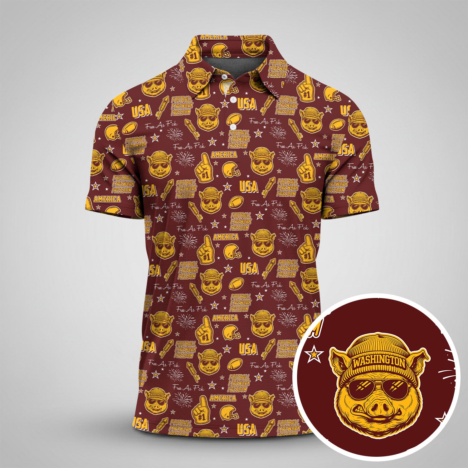 Major Tuddy Burgundy And Gold Sport Polo, American Football League Gift Ideas For Football Fans