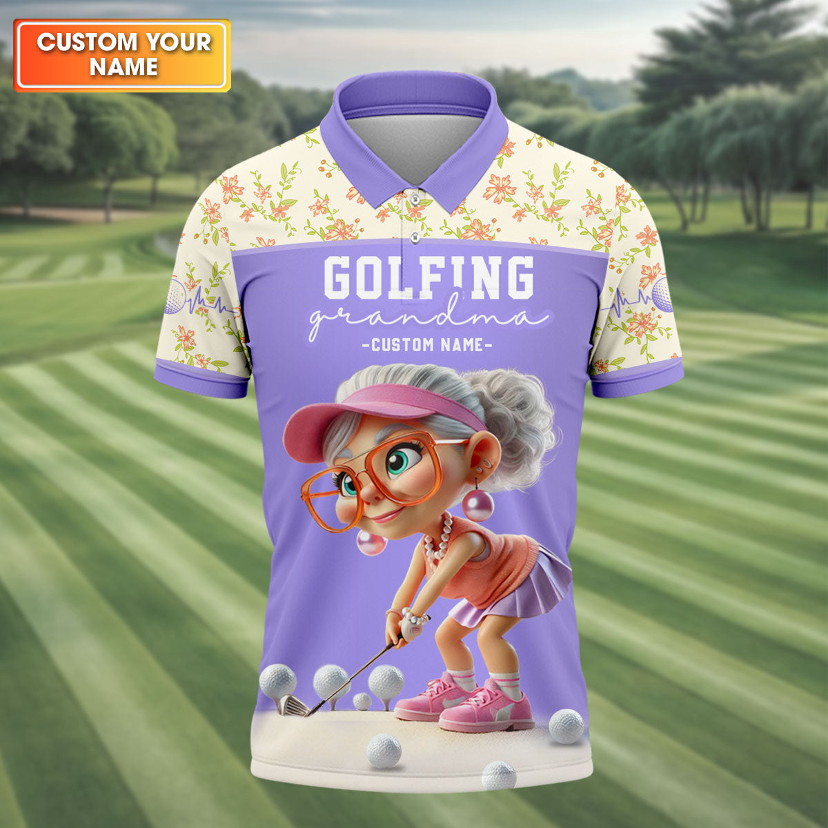 Some Grandmas Knit Real Grandmas Play Golf Custom Men's Golf Polo Shirt, Dad Golf Gift