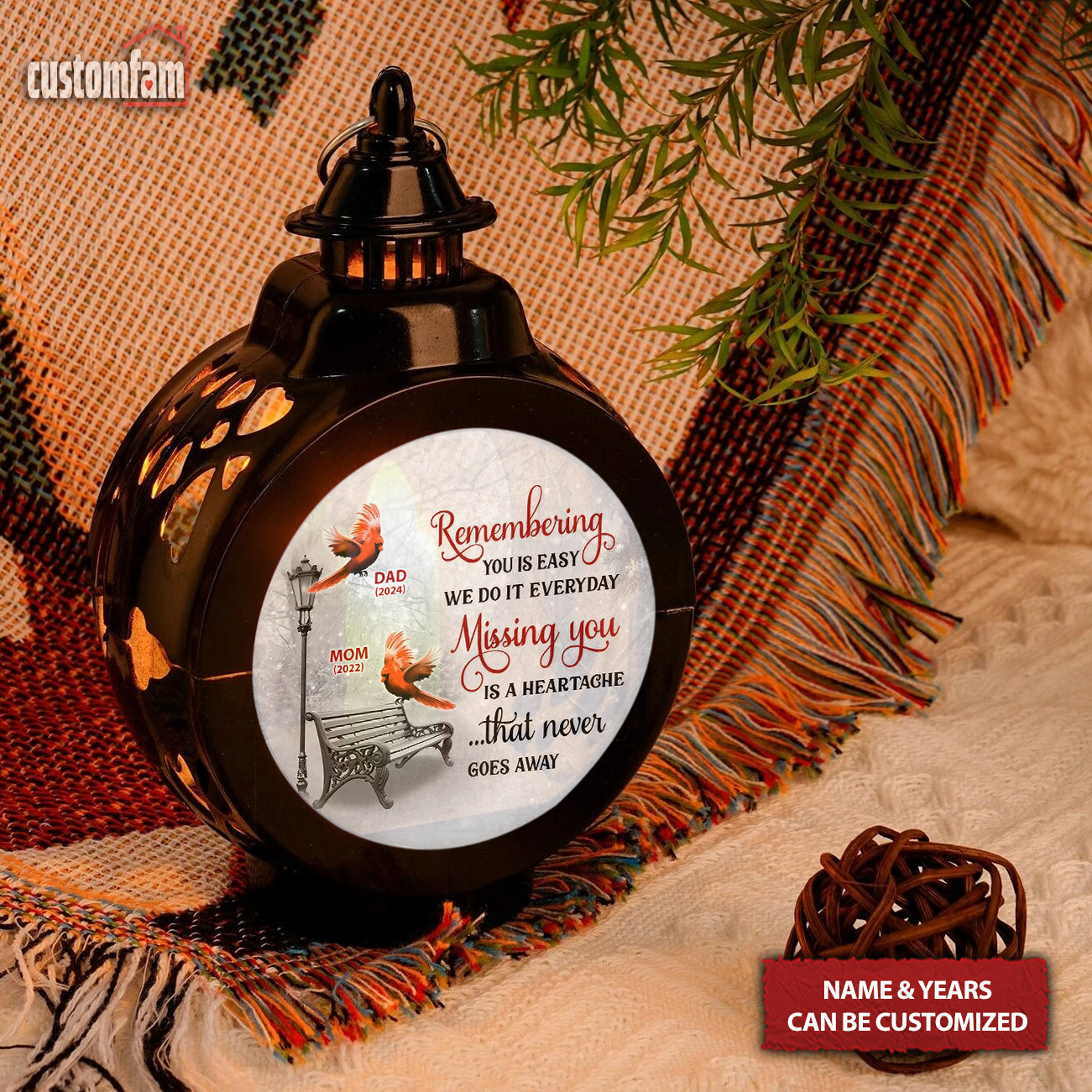 Remembering You Is Easy We Do It Everyday Lantern Christmas Ornaments, Memorial Gift