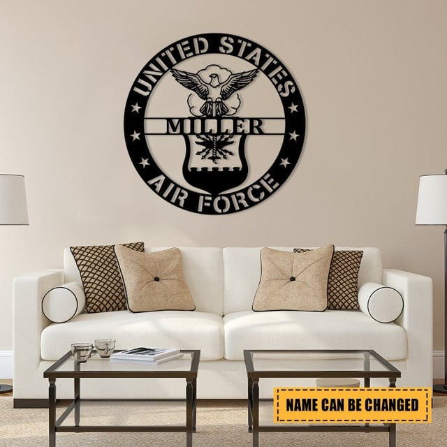 Personalized Name Us Air Force Veteran Metal Sign, Custom Military Metal Art, Metal Laser Cut Metal Signs Custom Gift Ideas