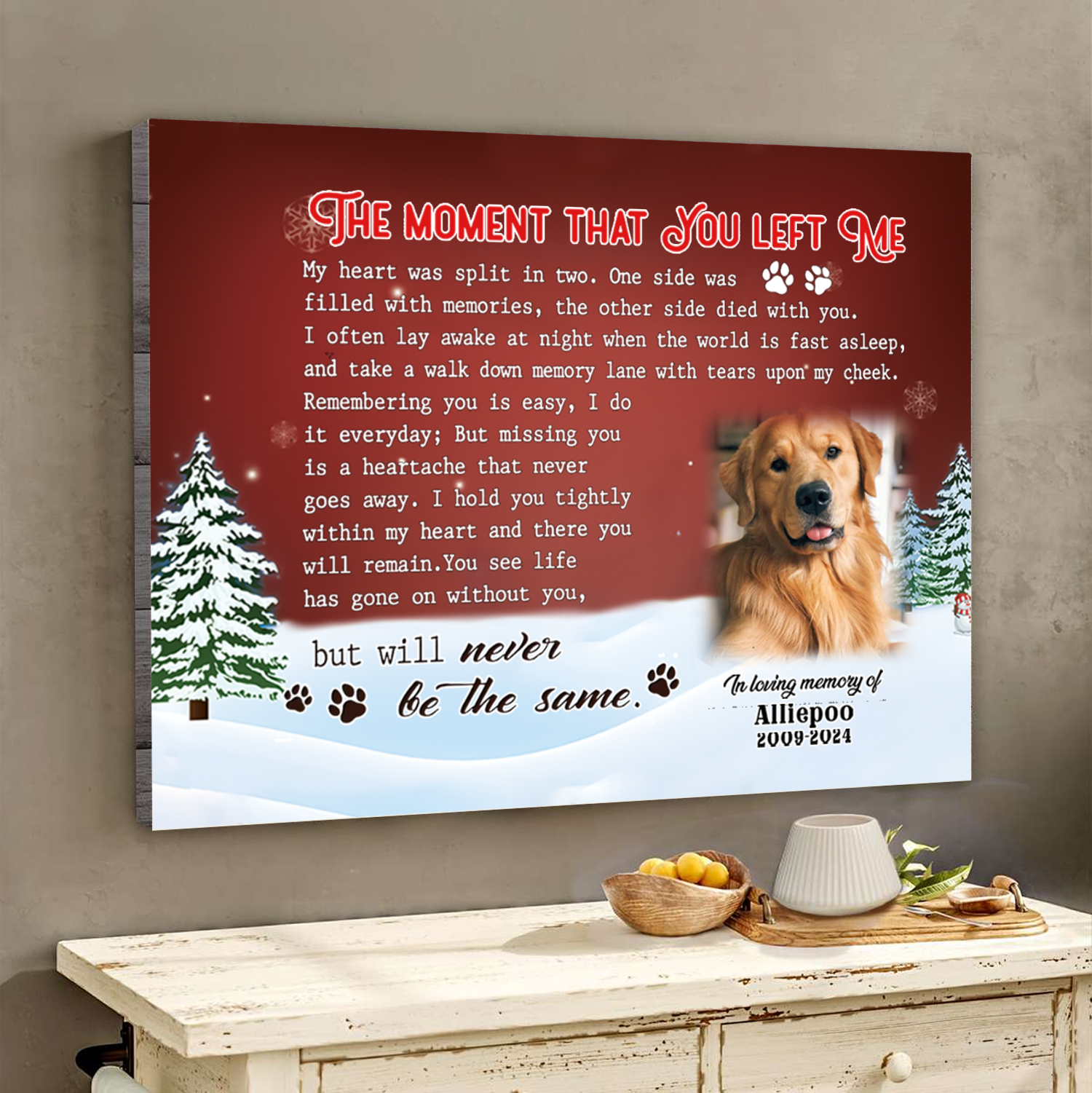 The Moment That You Left Me Personalized Memorial Canvas Wall Art, Gifts For Loss Of Dog