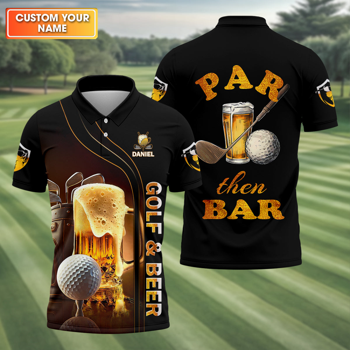 Par Then Bar Custom Men's Golf Polo Shirt, Funny Gift For Dad