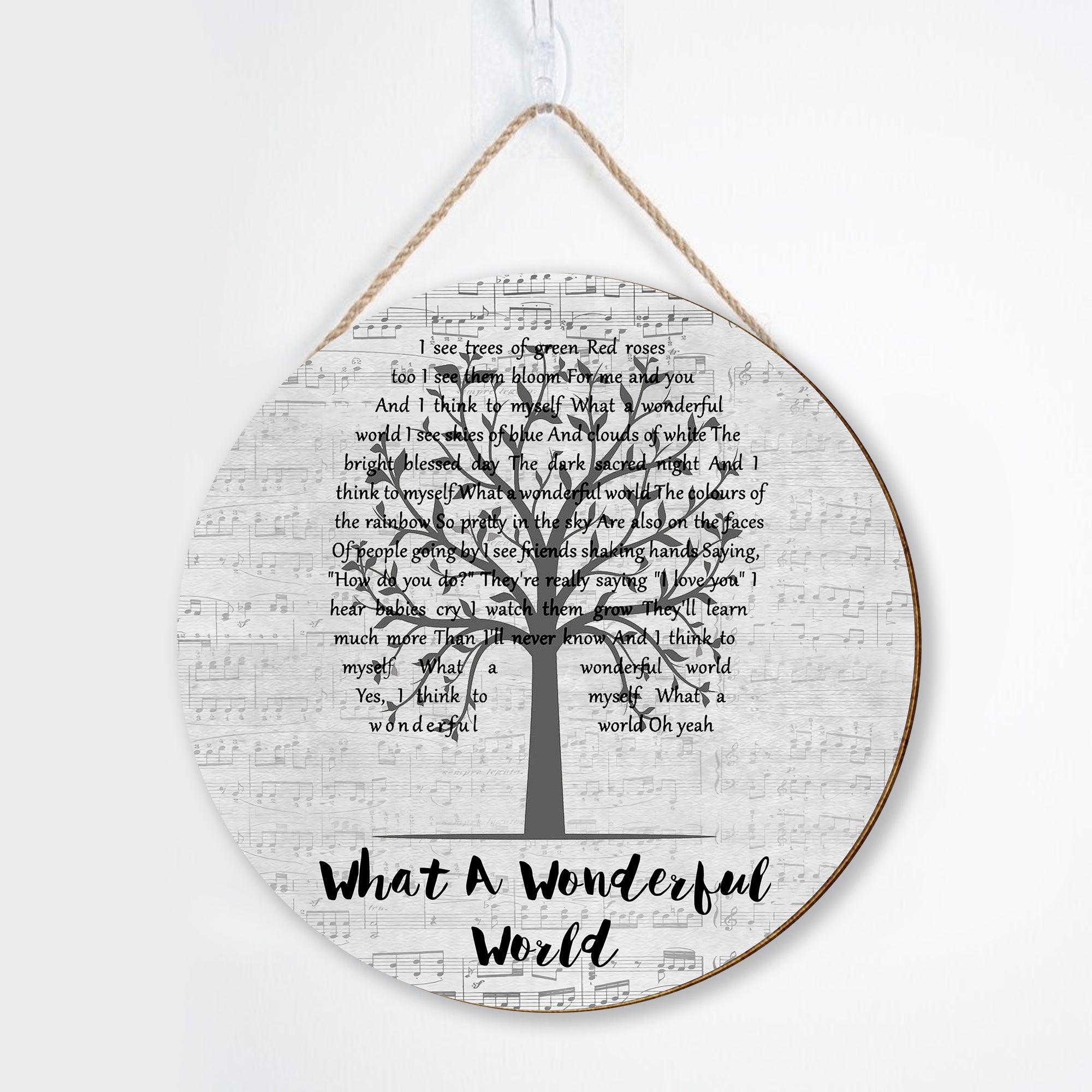 What A Wonderful World Lyrics Poster Music Wood Sign