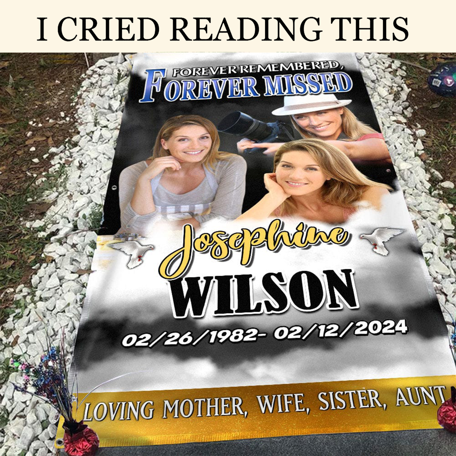 Forever Our My Heart Custom Photo Memorial Gravestone Blanket, Grave Blanket, Gifts For Lost Loved Ones