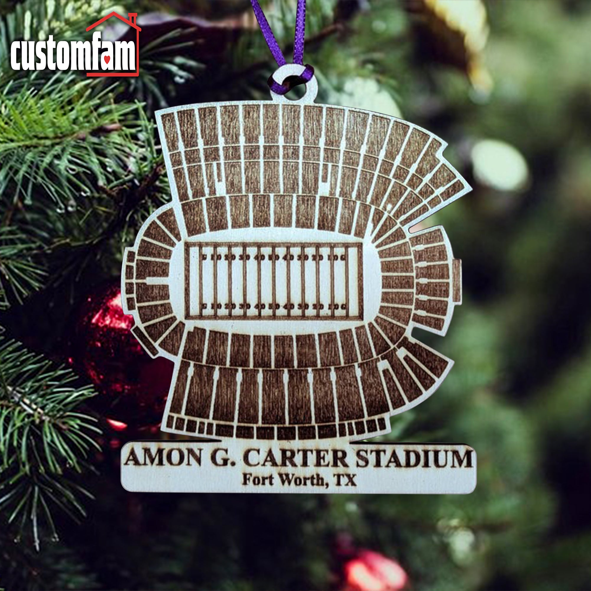 Amon G. Carter Stadium Personalized Football League Stadium Ornament, Christmas Decor