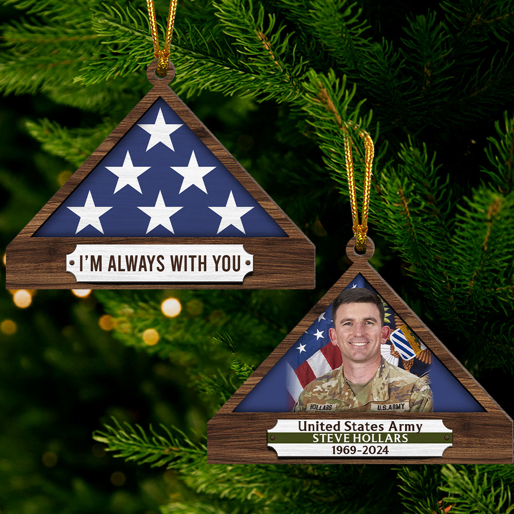 Personalized Veteran Flag Memorial Christmas Ornament, Gift For Veteran