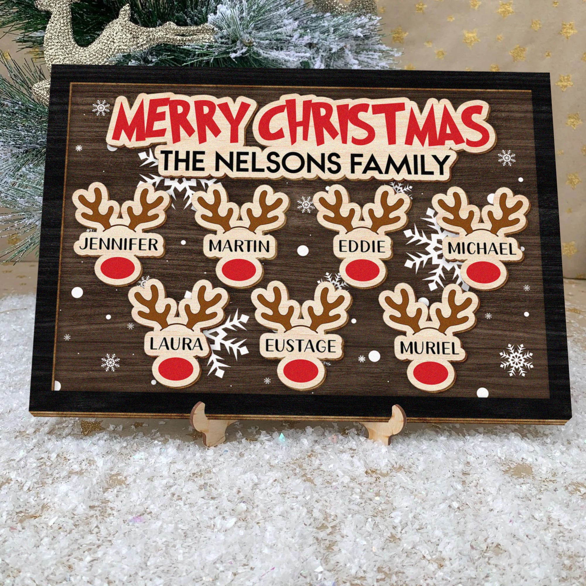 Merry Christmas Personalized Christmas Wood Sign, Gift For Family