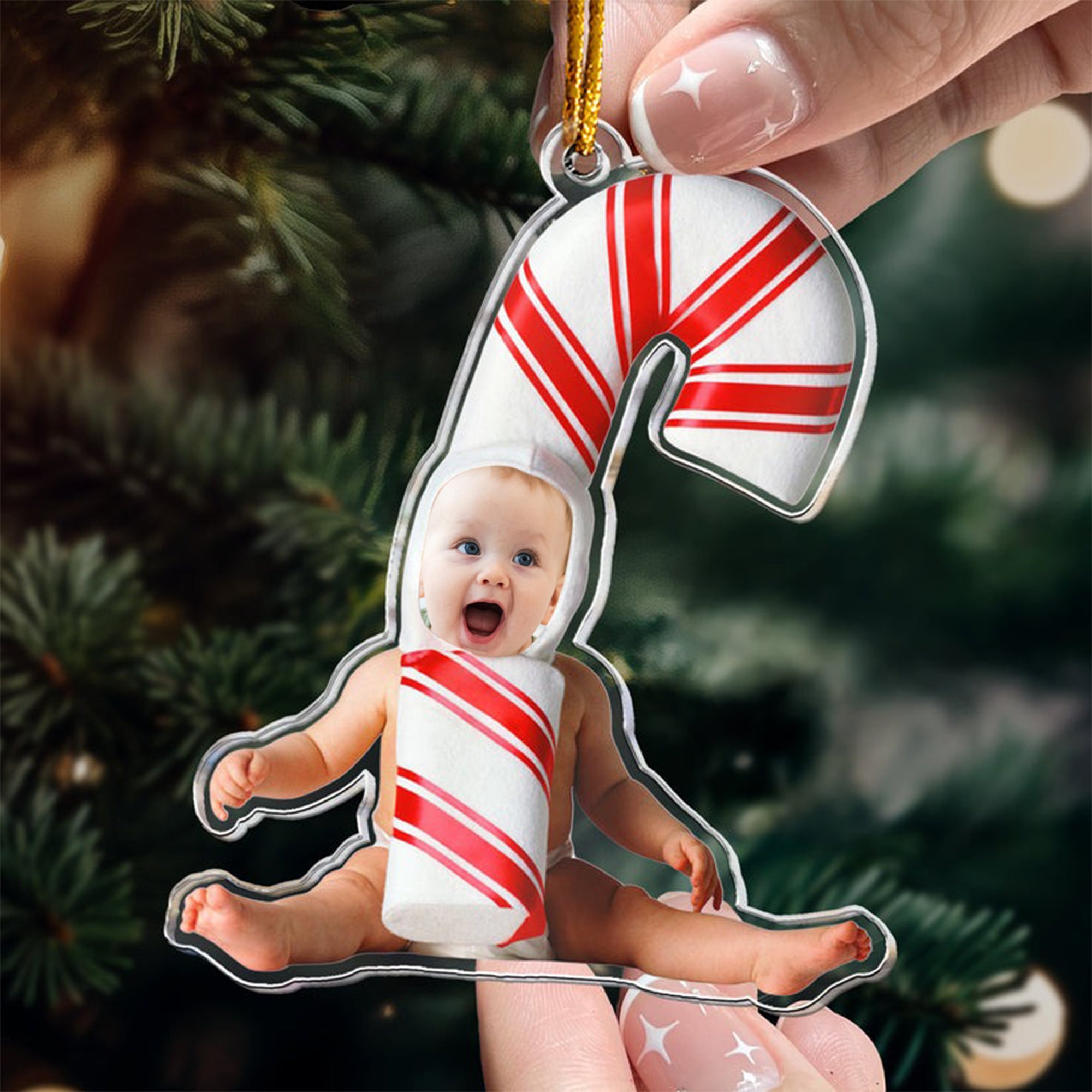 Personalized Baby Funny Christmas Ornament, Acrylic Photo Ornament, Baby Gift