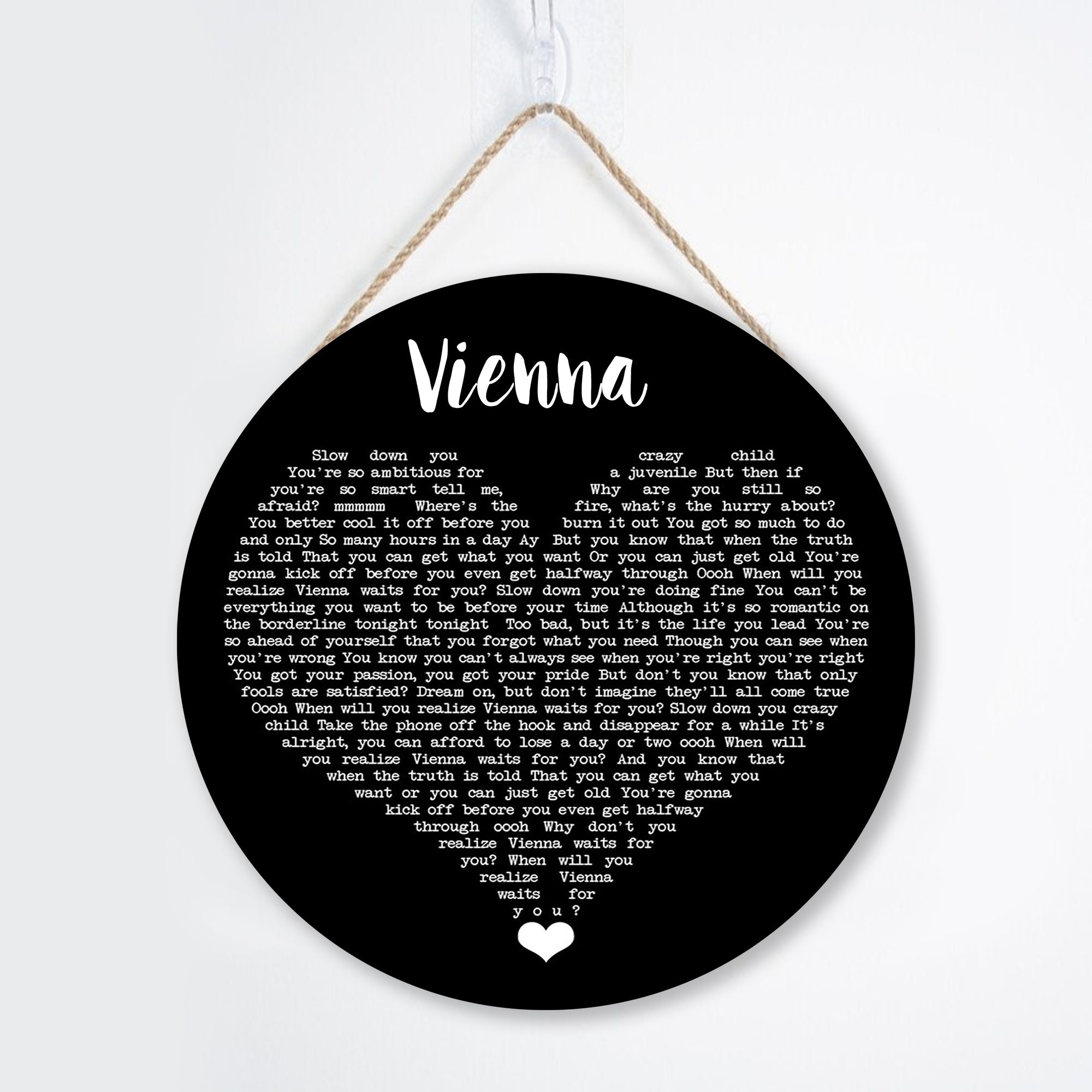 Billy Joel Vienna Black Heart Song Lyric Art Music Print Round Wood Sign, Wood Signs For Home