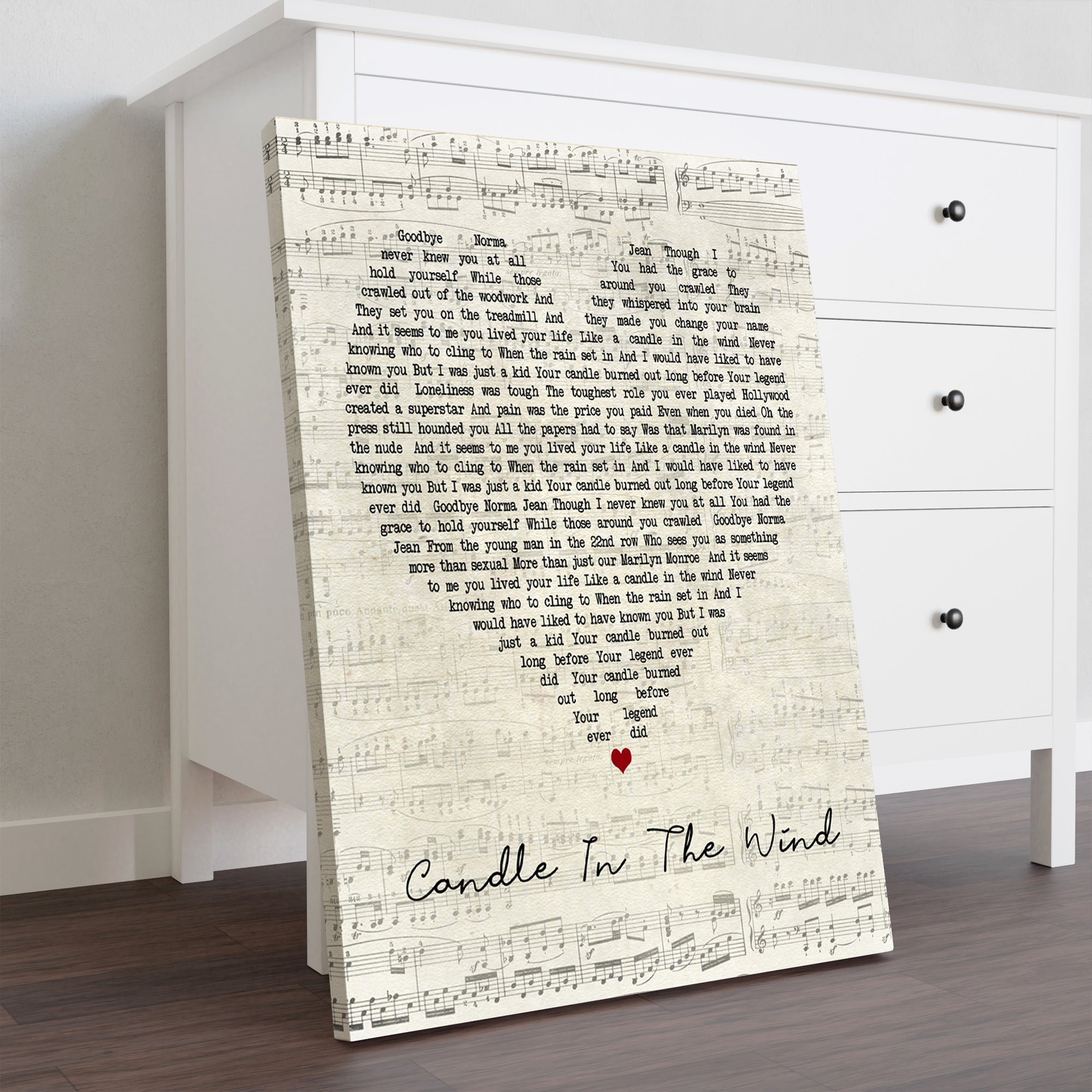 Candle In The Wind Elton John Script Heart Song Lyric Art Print Canvas Print Frames