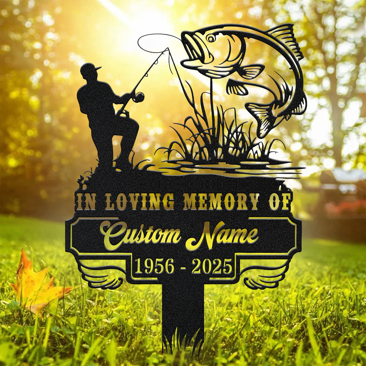 Fisherman Memorial Plaques, Metal Grave Marker, Laser Cut Metal Signs, Memorial Plaques Personalized