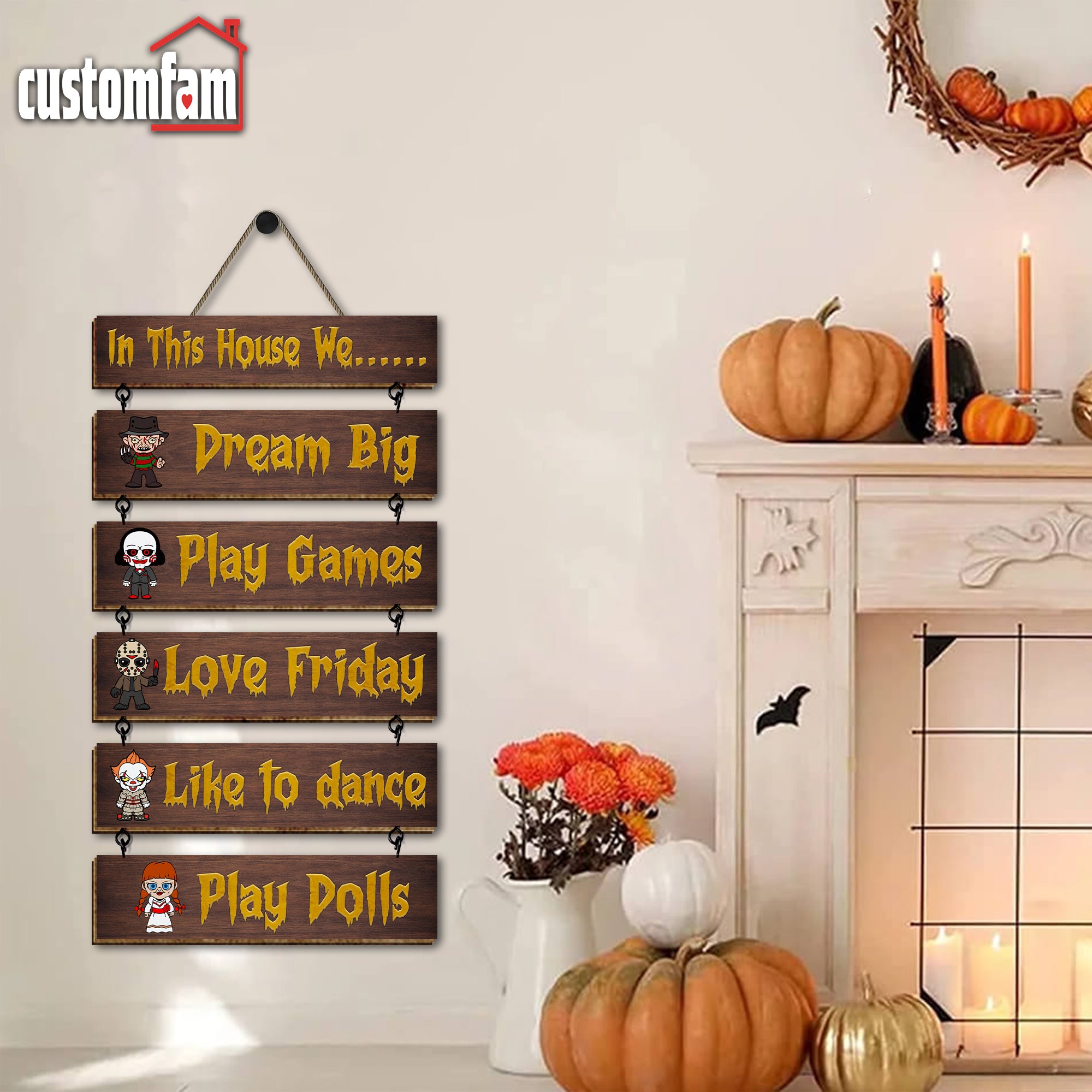 In This House We Personalized Horror Movie Sign, Horror Gifts, Halloween Decor