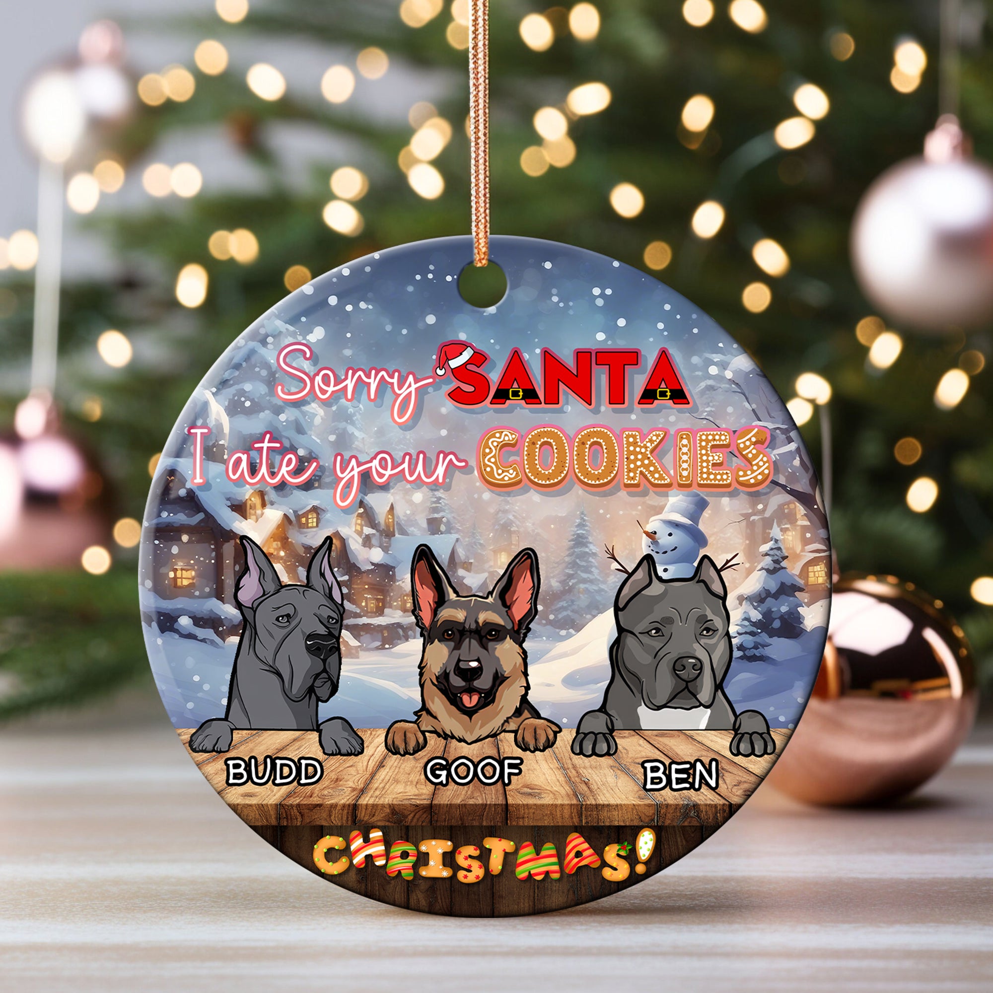 Personalized Dog Christmas Ornament, Christmas Ceramic Ornament, Gift For Dog Lovers