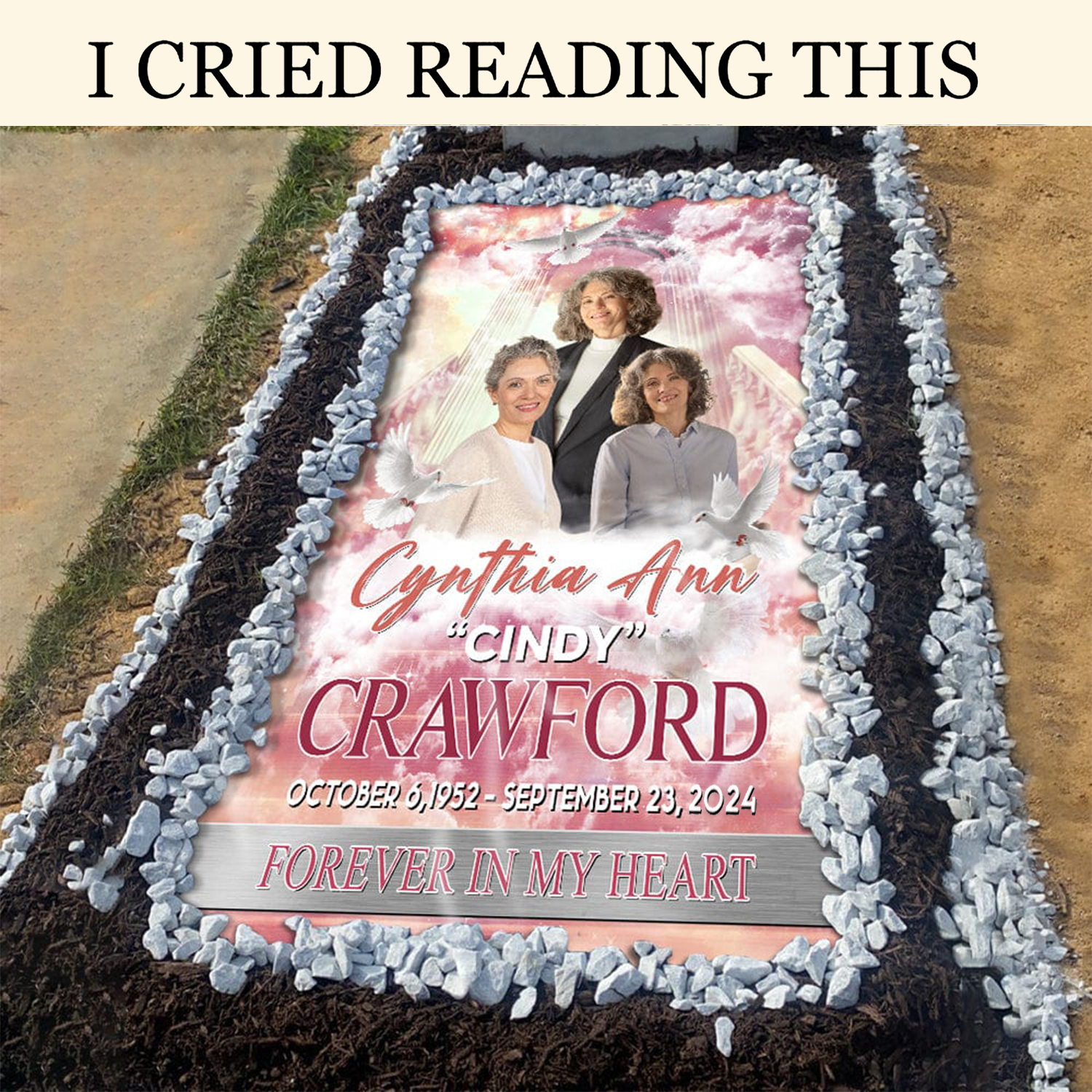 Forever In My Heart Custom Photo Memorial Gravestone Blanket, Grave Blanket, Gifts For Lost Loved Ones