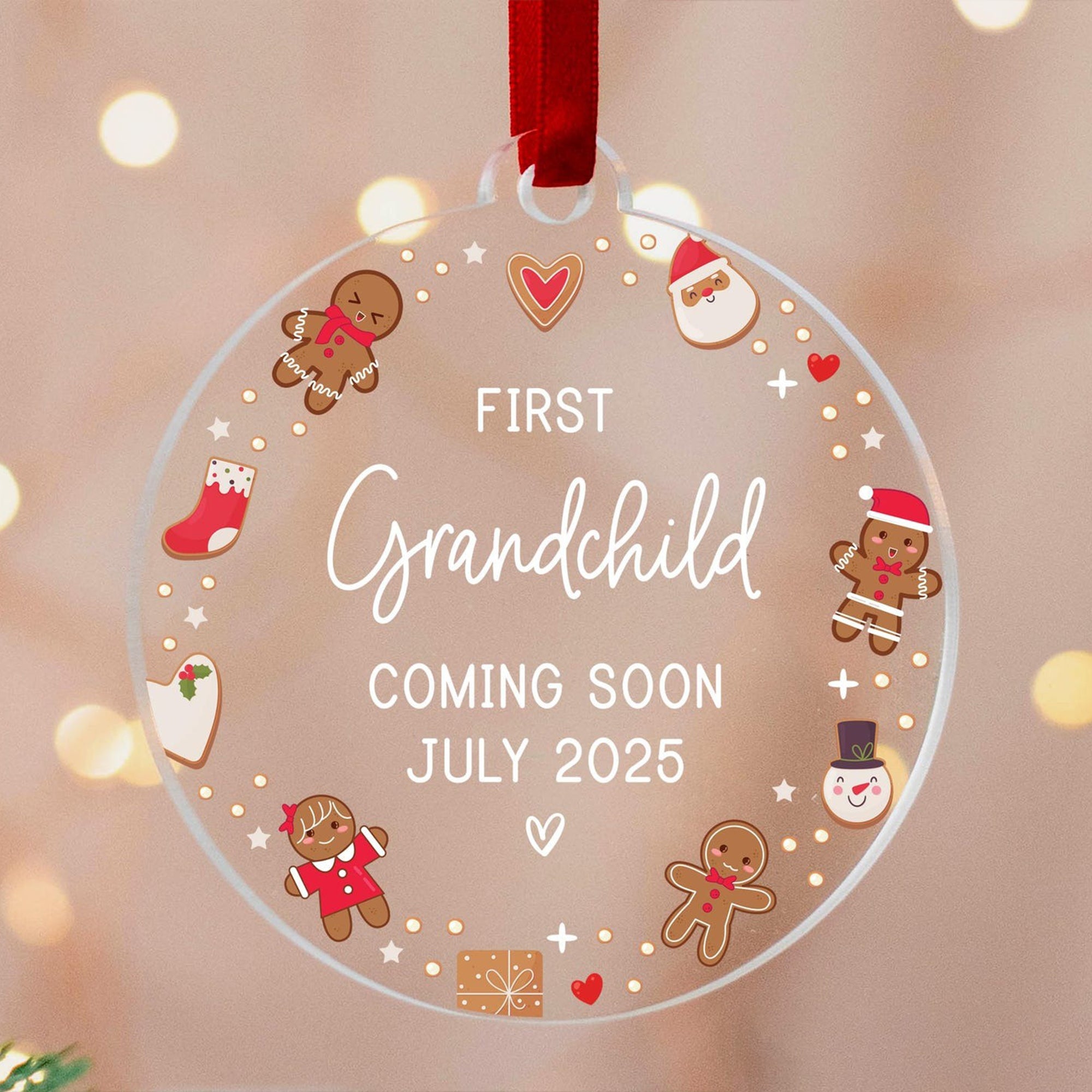 First Grandchild Coming Soon Personalized Christmas Ornament,  Baby Announcement, Pregnancy Gifts