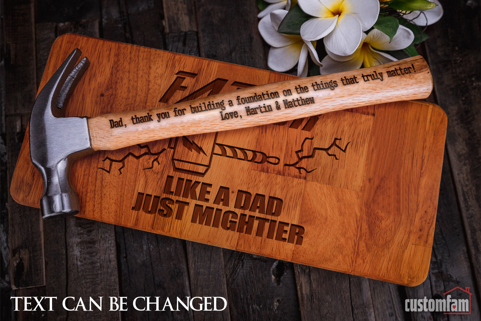 Fathor Like A Dad Just Mightier Personalized Father & Child Hammer Gift Set, Gifts For Dad