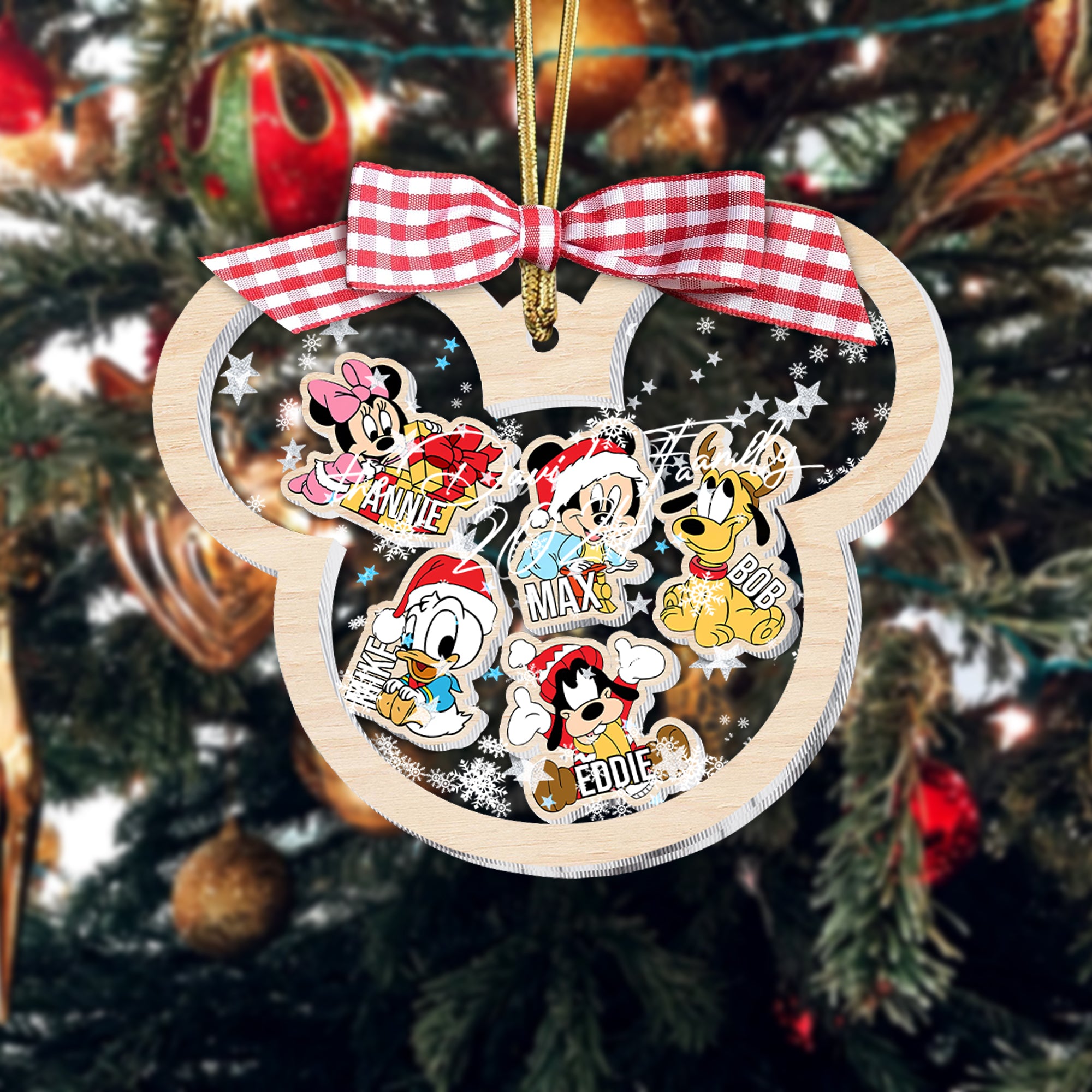 Personalized Mickey Family Christmas Ornament, 4D Shaker Ornament, Mickey Mouse Gift Ideas