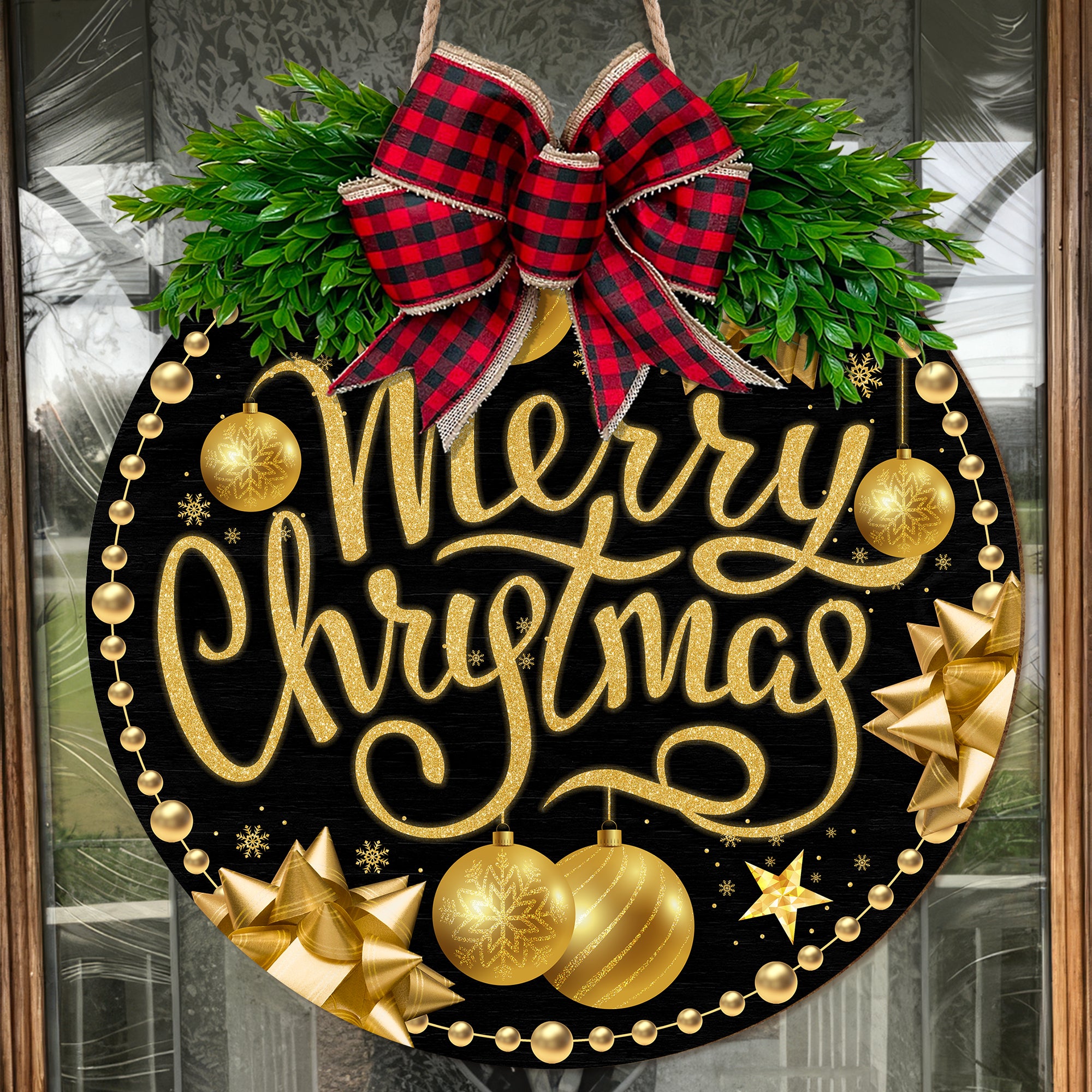 Merry Christmas Wooden Door Sign, Festive Holiday Home Decor, Christmas Gift for Home