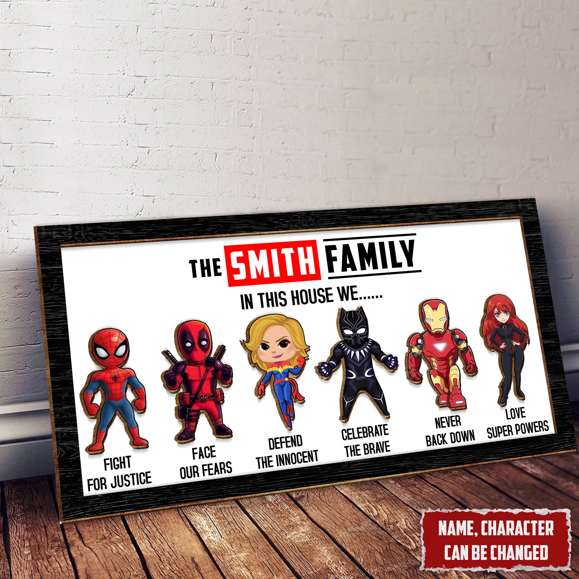 In This House We Personalized Superhero Family Members 2 Layered Wooden Sign, Family Gifts