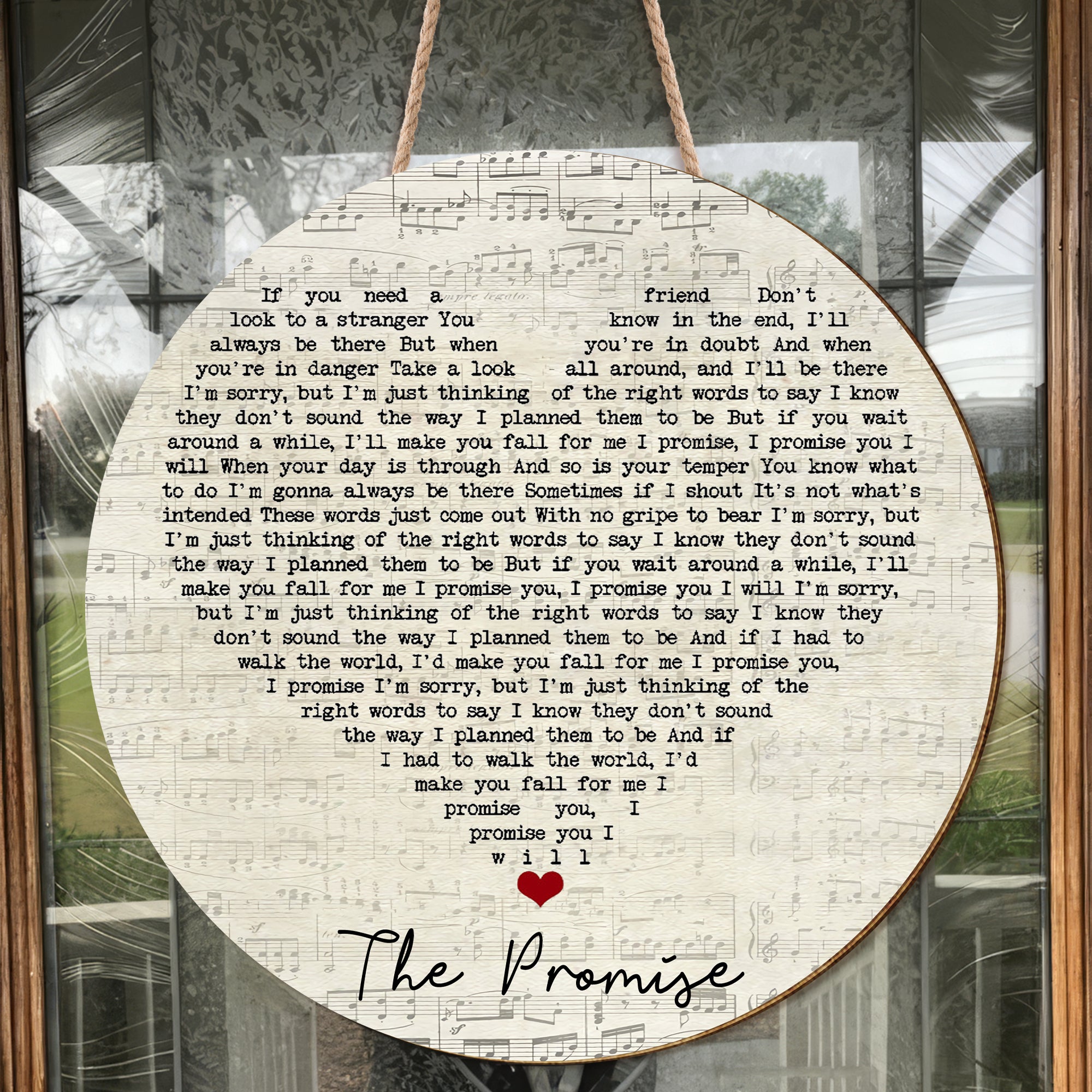 Sturgill Simpson The Promise Script Heart Song Lyric Music Art Print Round Wood Sign, Wood Signs For Home