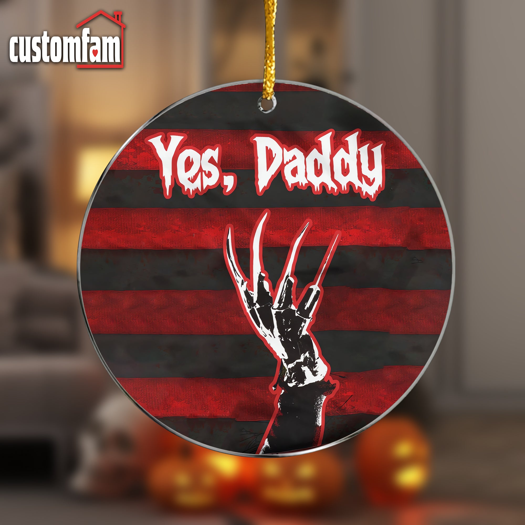 Skull Horror Theme Personalized Halloween Ornament, Horror Movie Ornament