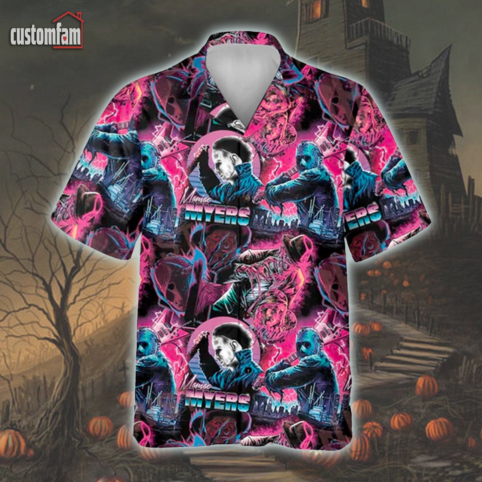 Horror Movie Tropical Hawaiian Shirt, Scary Halloween Shirt