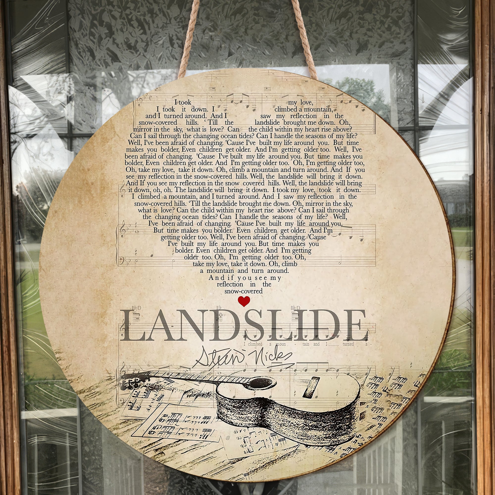 Stevie Nicks Fleetwood Mac Band Landslide Lyrics Song Round Wood Sign, Wood Signs For Home