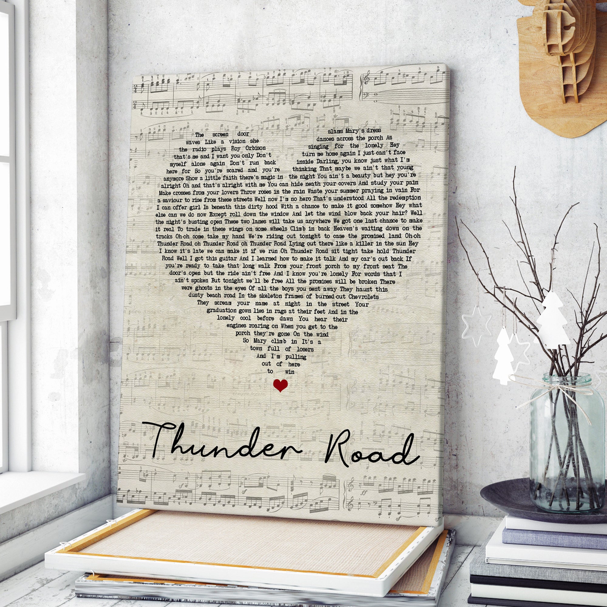 Bruce Springsteen Thunder Road Script Heart Song Lyric Art Print Canvas Print Framesin