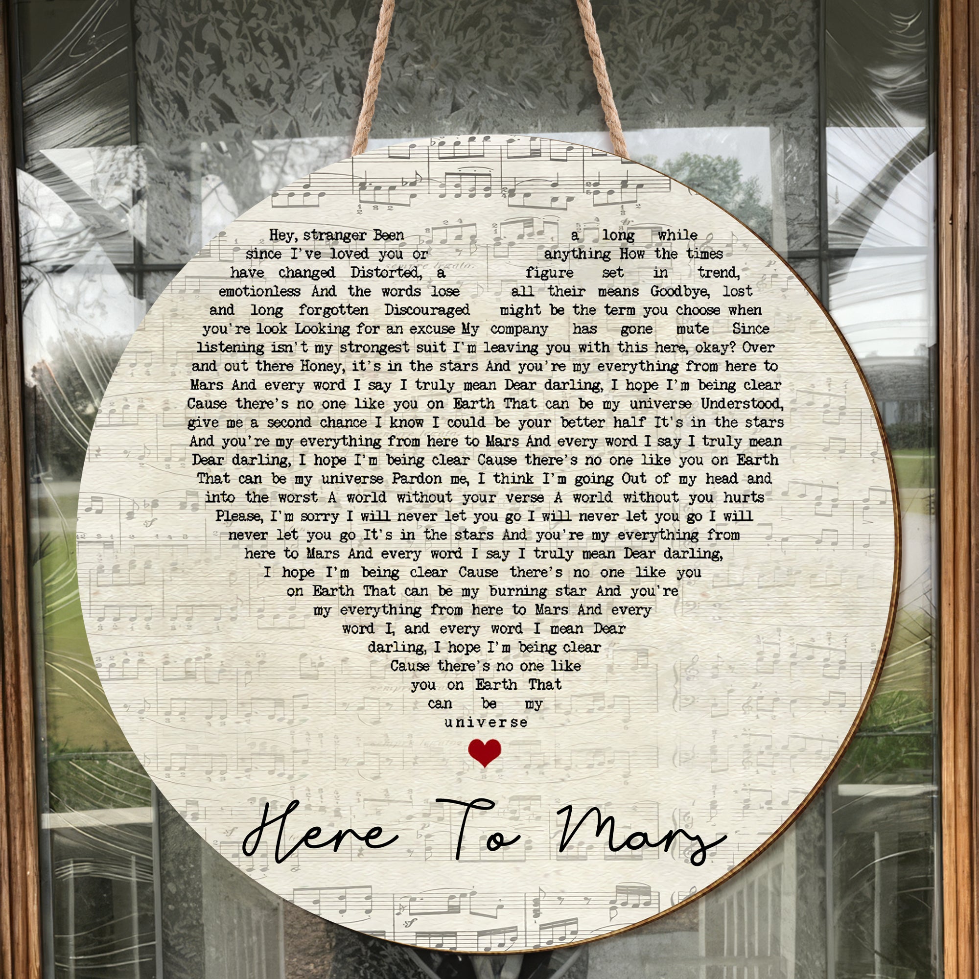 Coheed And Cambria Here To Mars Script Heart Song Lyric Quote Music Poster Print Round Wood Sign, Wood Sign For Home