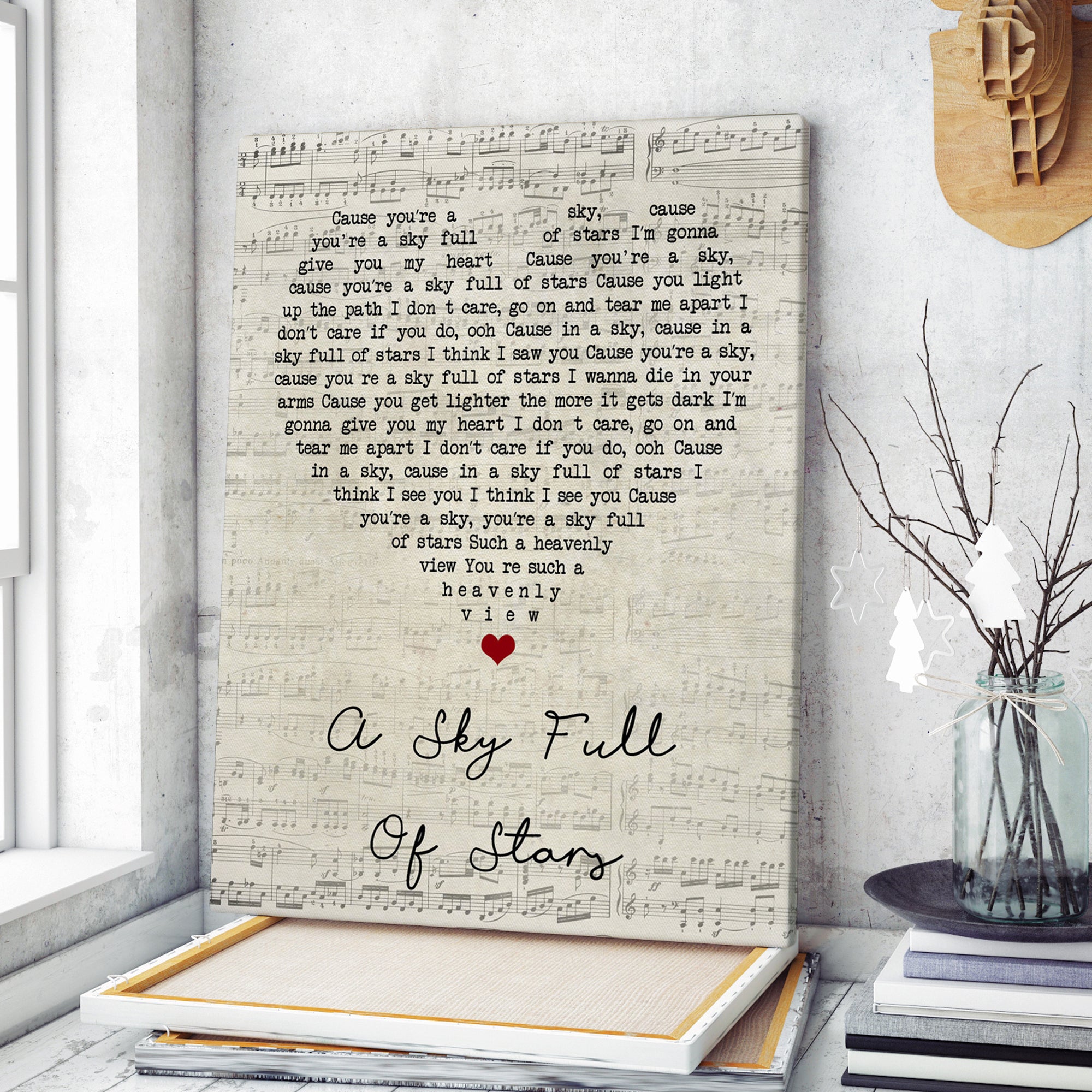 Coldplay A Sky Full Of Stars Script Heart Song Lyric Art Print Canvas Print Frames