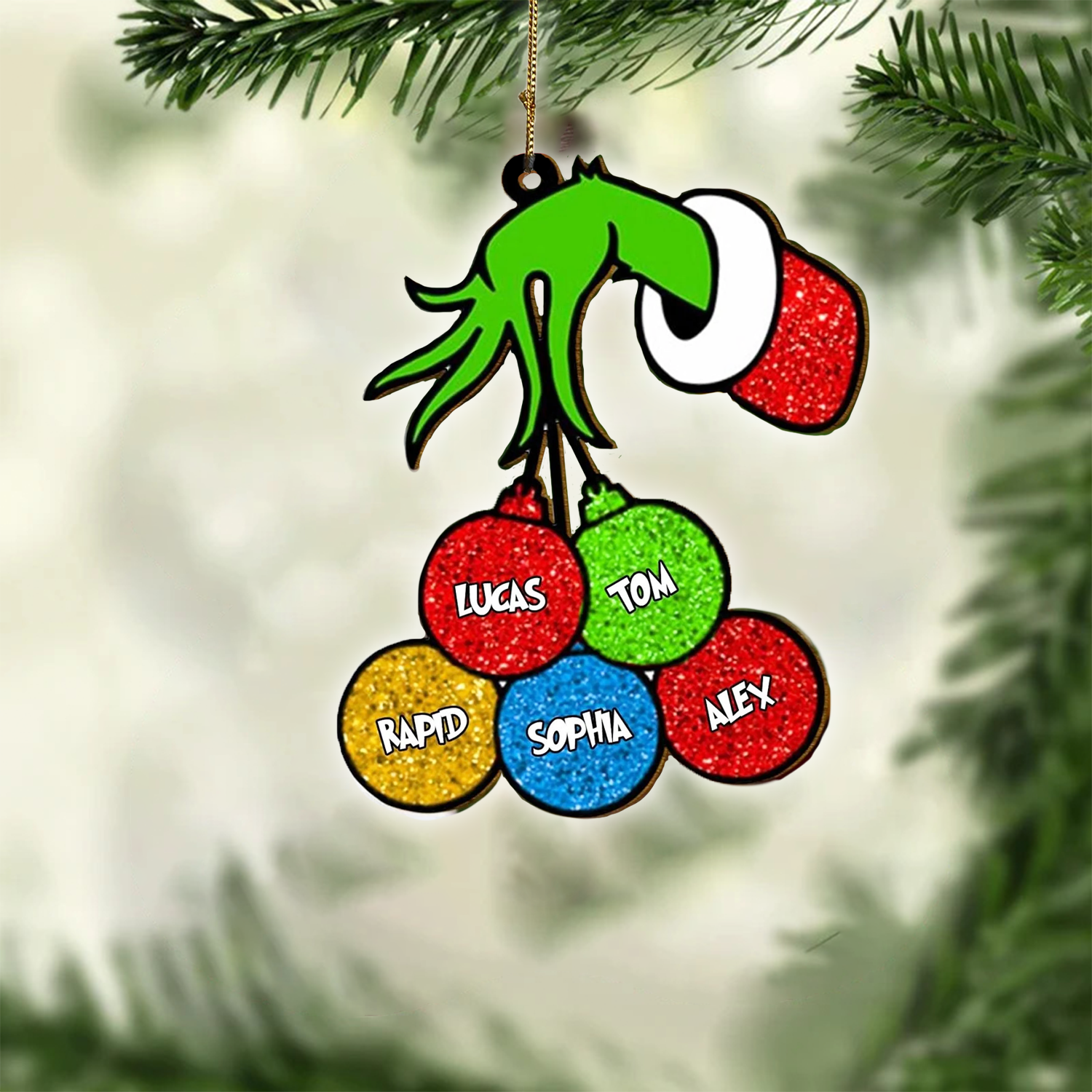 Grinchball Personalized Christmas Ornament, Gift For Family