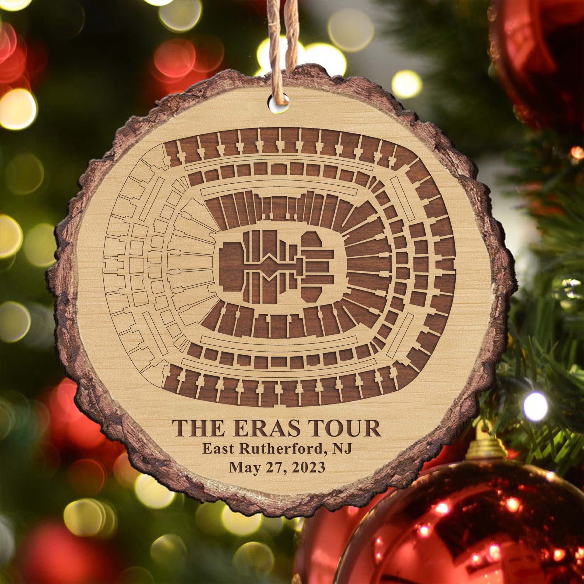 The Eras Tour East Rutherford, NJ Stadium Personalized Christmas Wood Ornament, Gift For Swifties