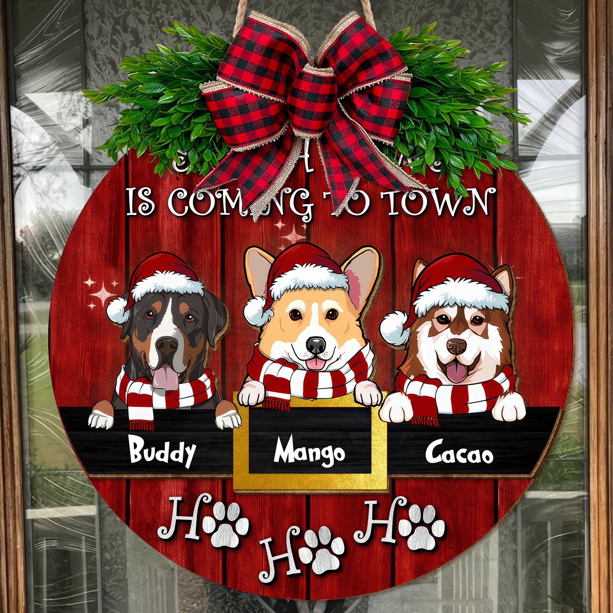 Santa Paws Is Coming To Town Personalized 2 Layered Christmas Wood Sign, Gifts For Dog Lovers