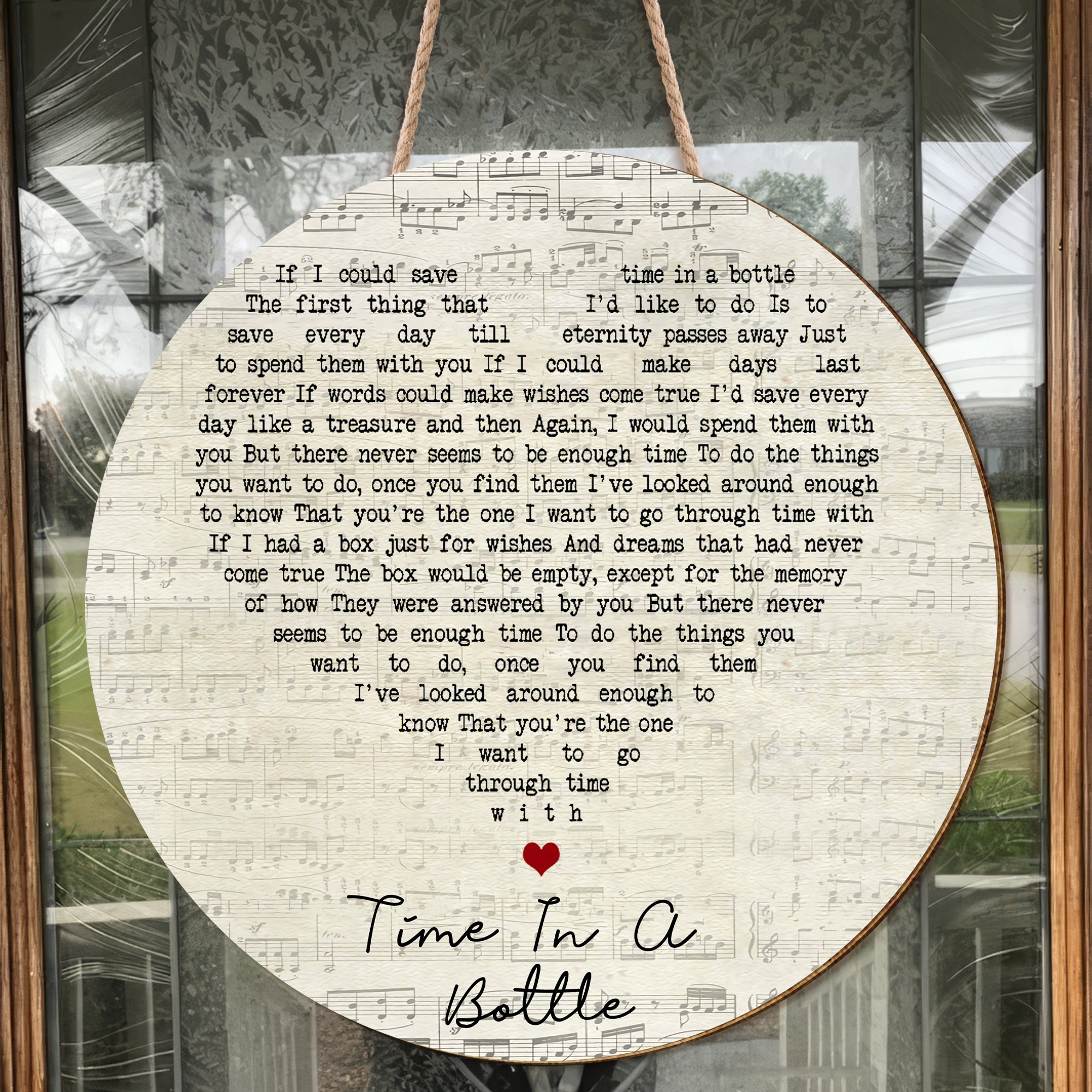 Jim Croce Time In A Bottle Script Heart Song Lyric Round Wood Sign, Wood Signs For Home