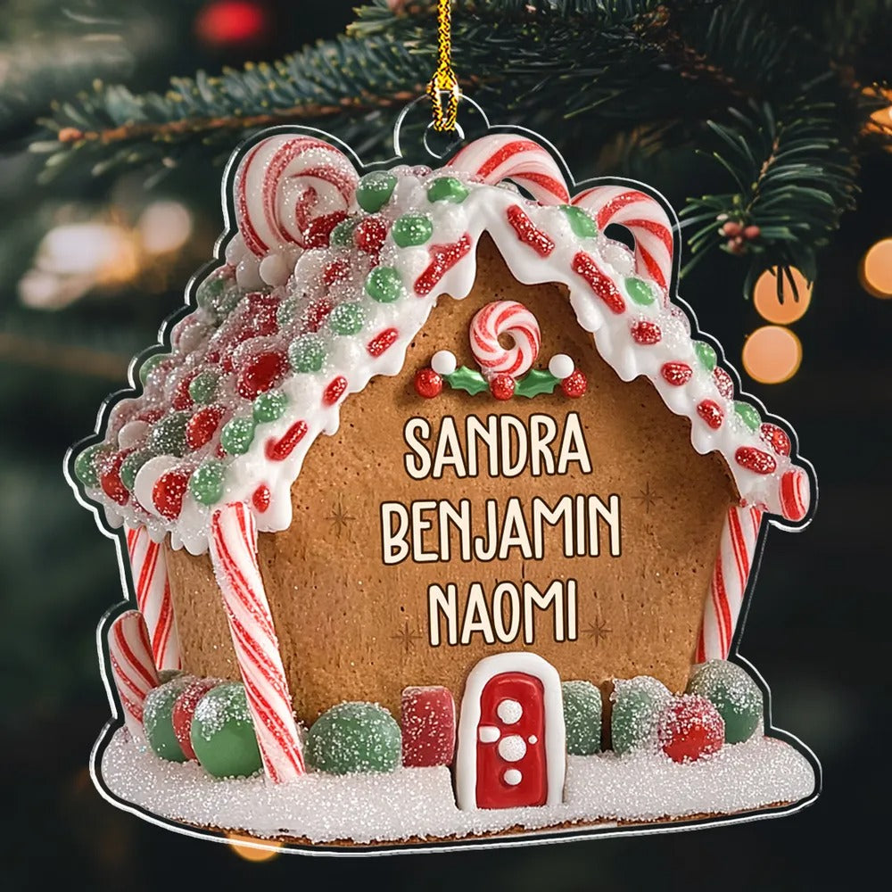 Personalized Gingerbread House Christmas Acrylic Ornament, Gift For Family