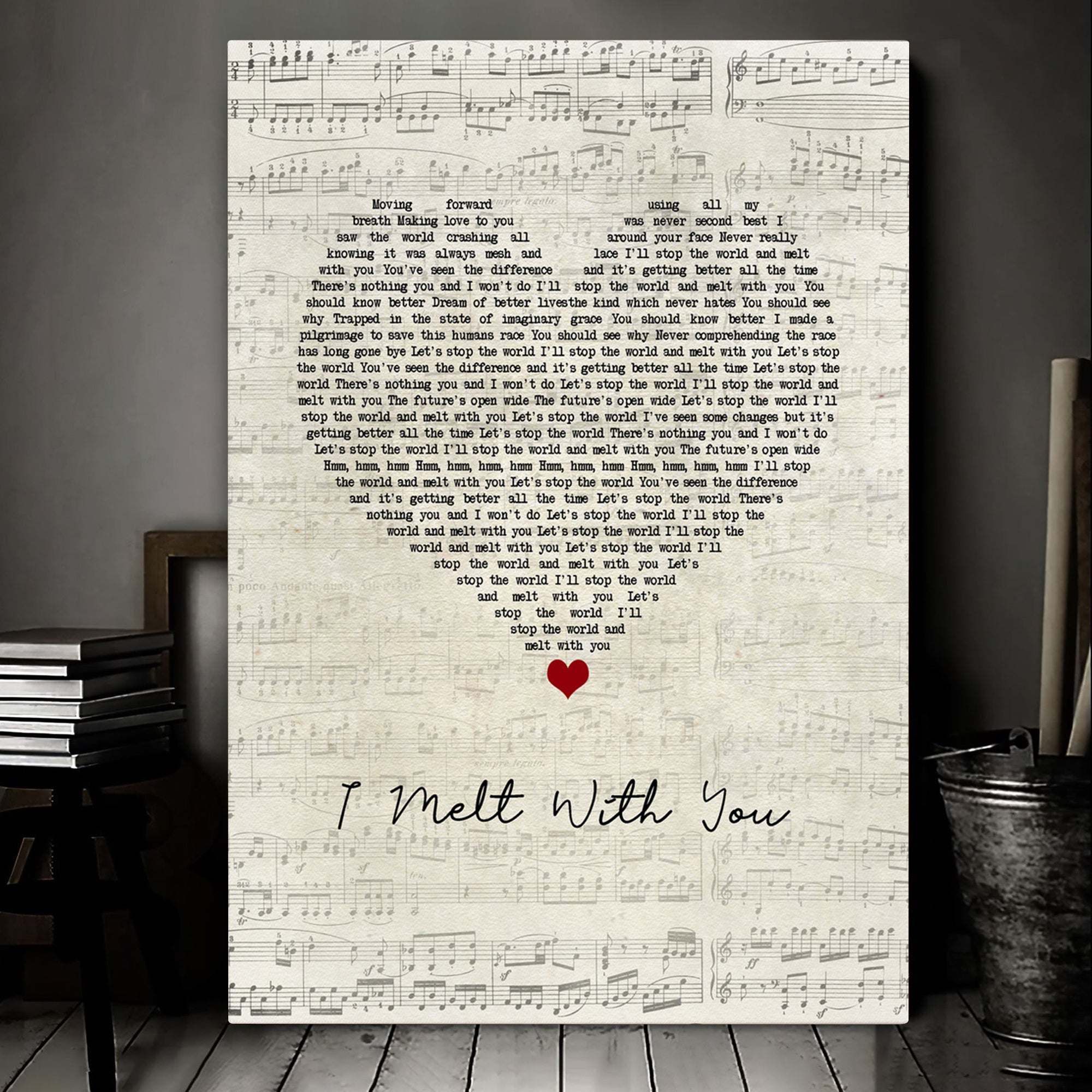 Modern English I Melt With You Script Heart Song Lyric Art Print Canvas Print Frames