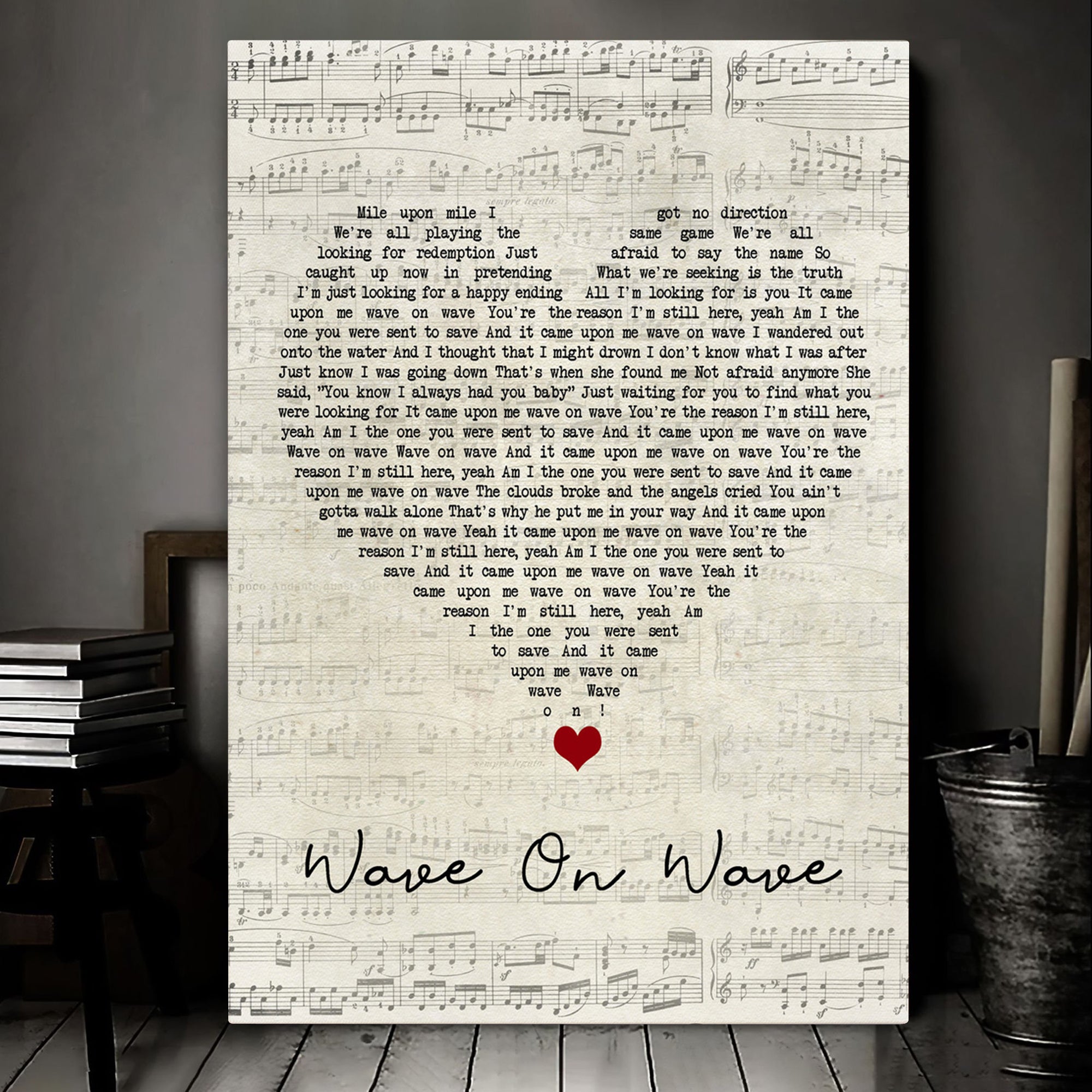 Pat Green Wave On Wave Script Heart Song Lyric Art Print Canvas Print Frames