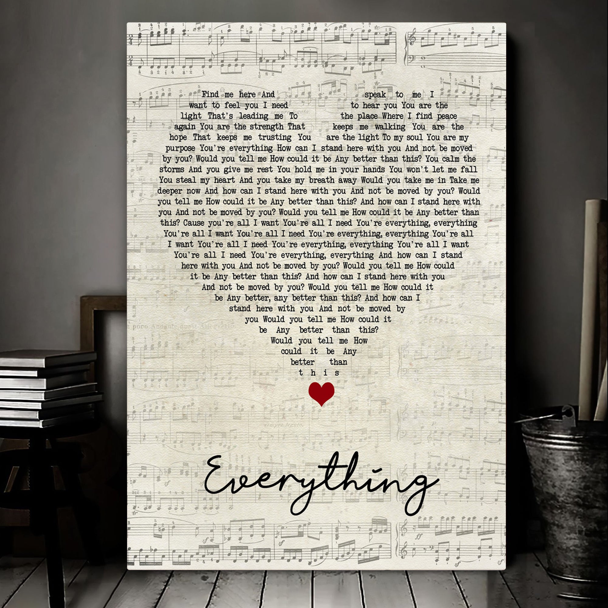 Lifehouse Everything Script Heart Song Lyric Art Print Canvas Print Frames