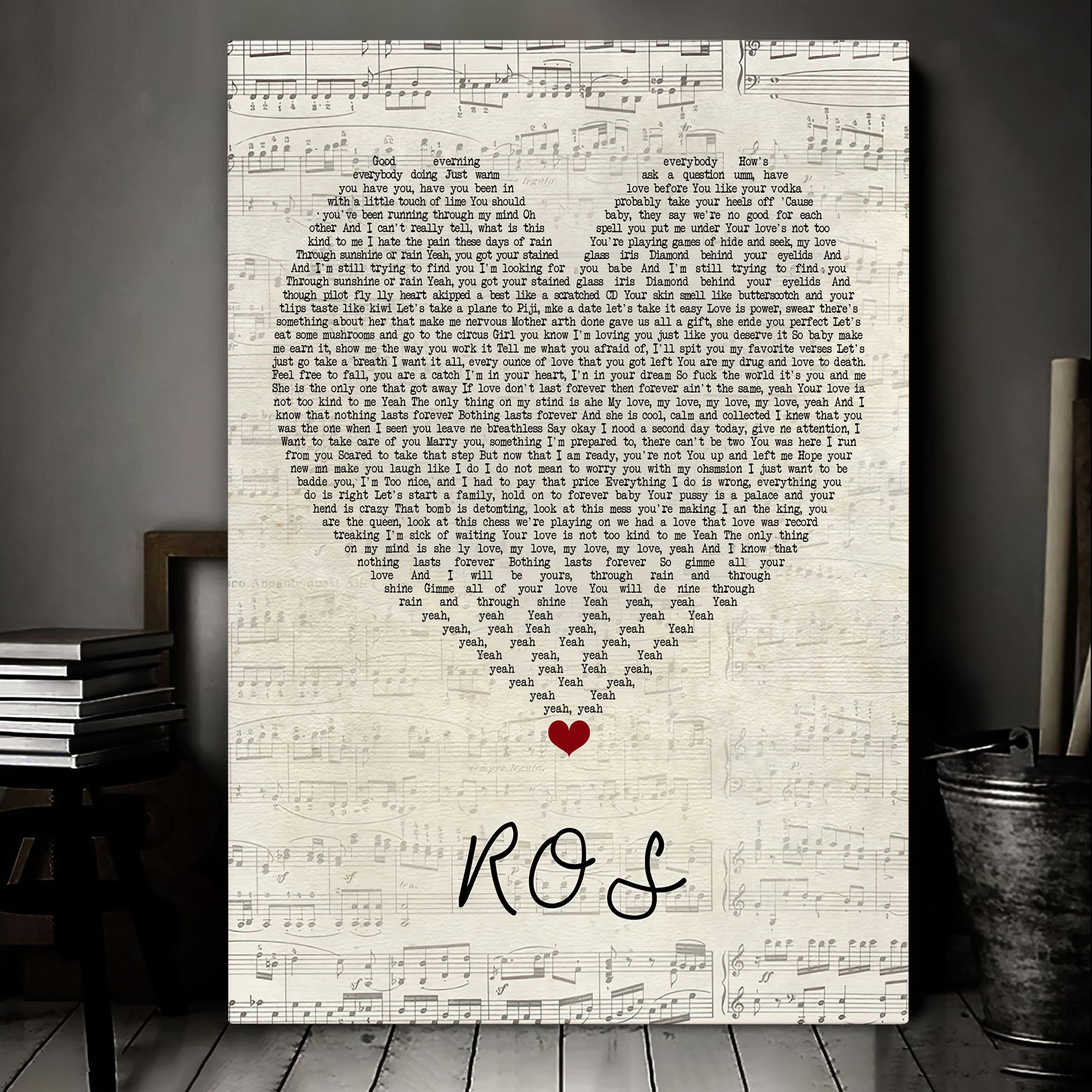 Mac Miller ROS Script Heart Song Lyric Art Print Canvas Print Frames