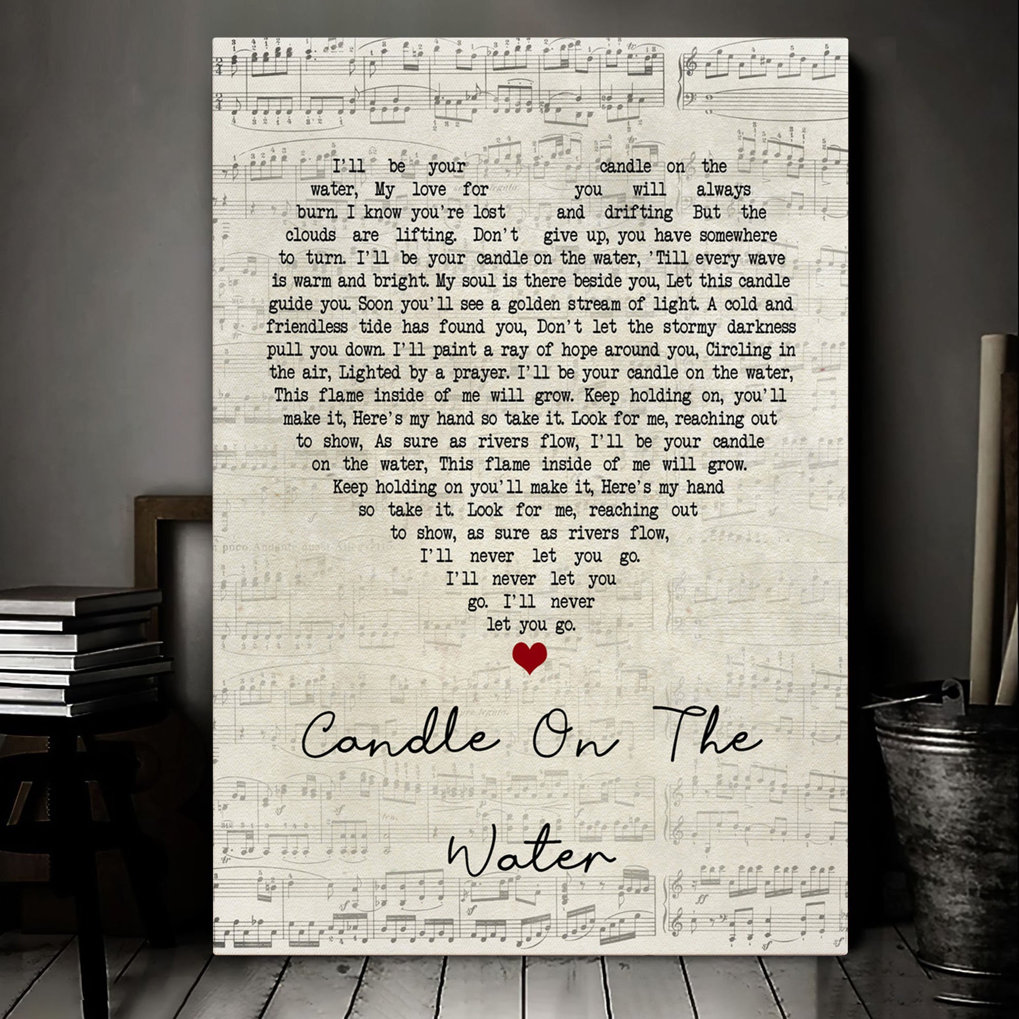 Helen Reddy Candle On The Water Script Heart Song Lyric Music Art Print Canvas Print Frames