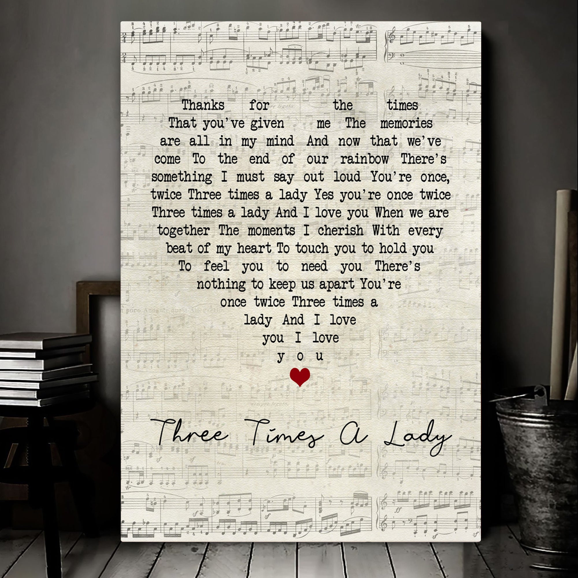 The Commodores Three Times A Lady Script Heart Song Lyric Art Print Canvas Print Frames