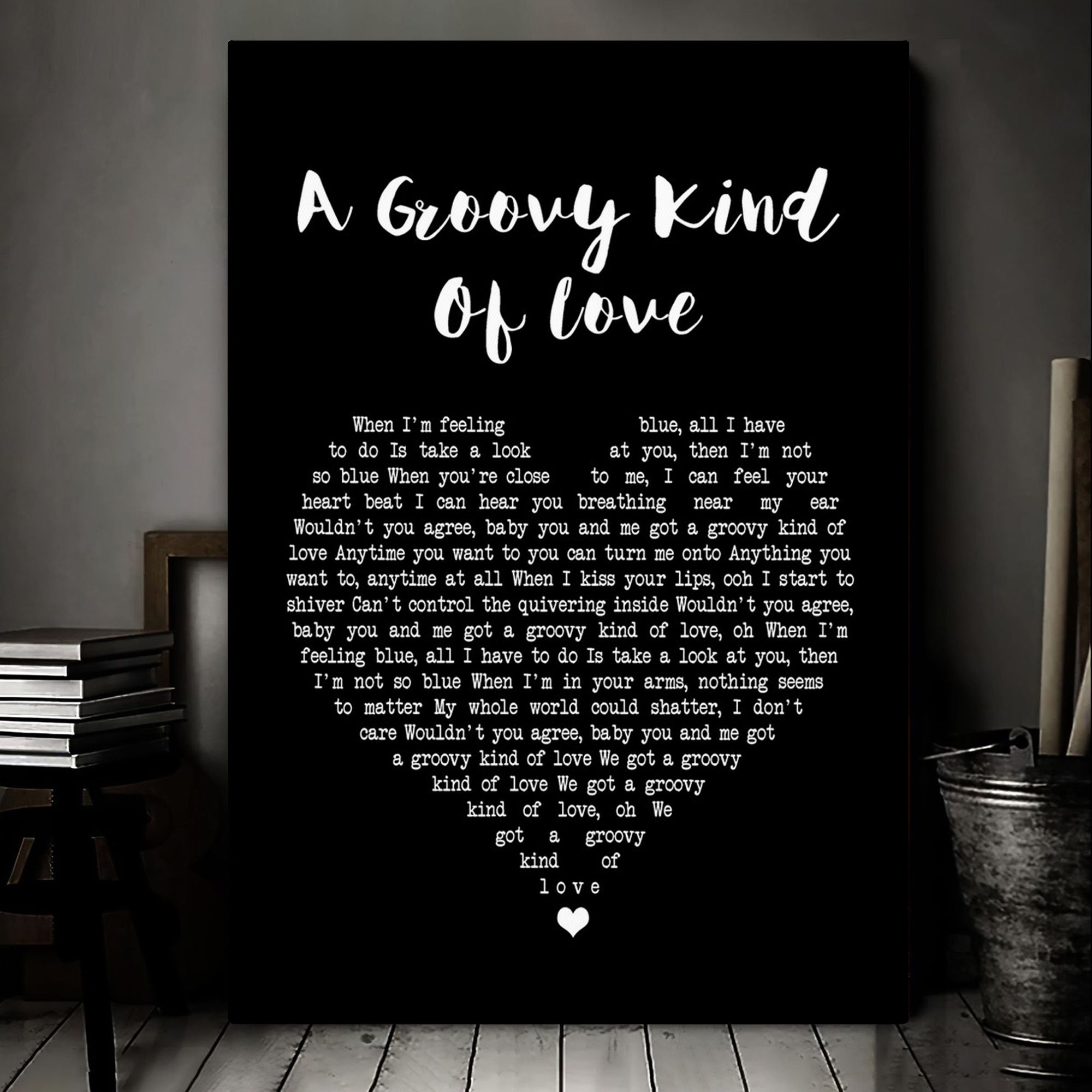 Phil Collins A Groovy Kind Of Love Black Heart Song Lyric Music Art Print Canvas Print Frames