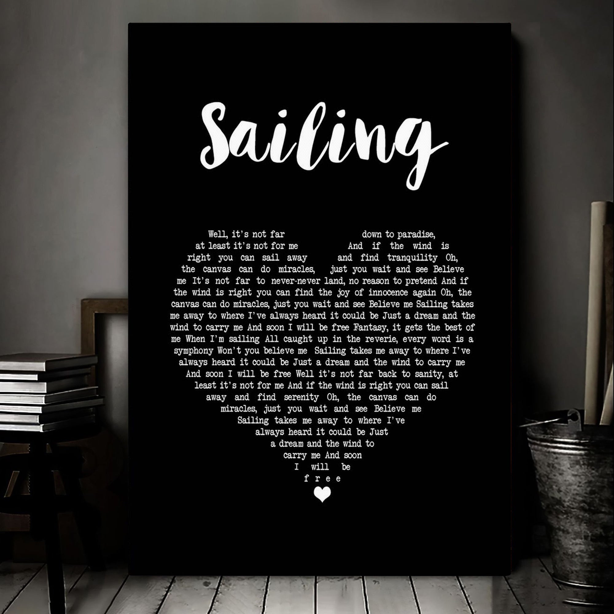 Christopher Cross Sailing Black Heart Song Lyric Art Print Canvas Print Frames