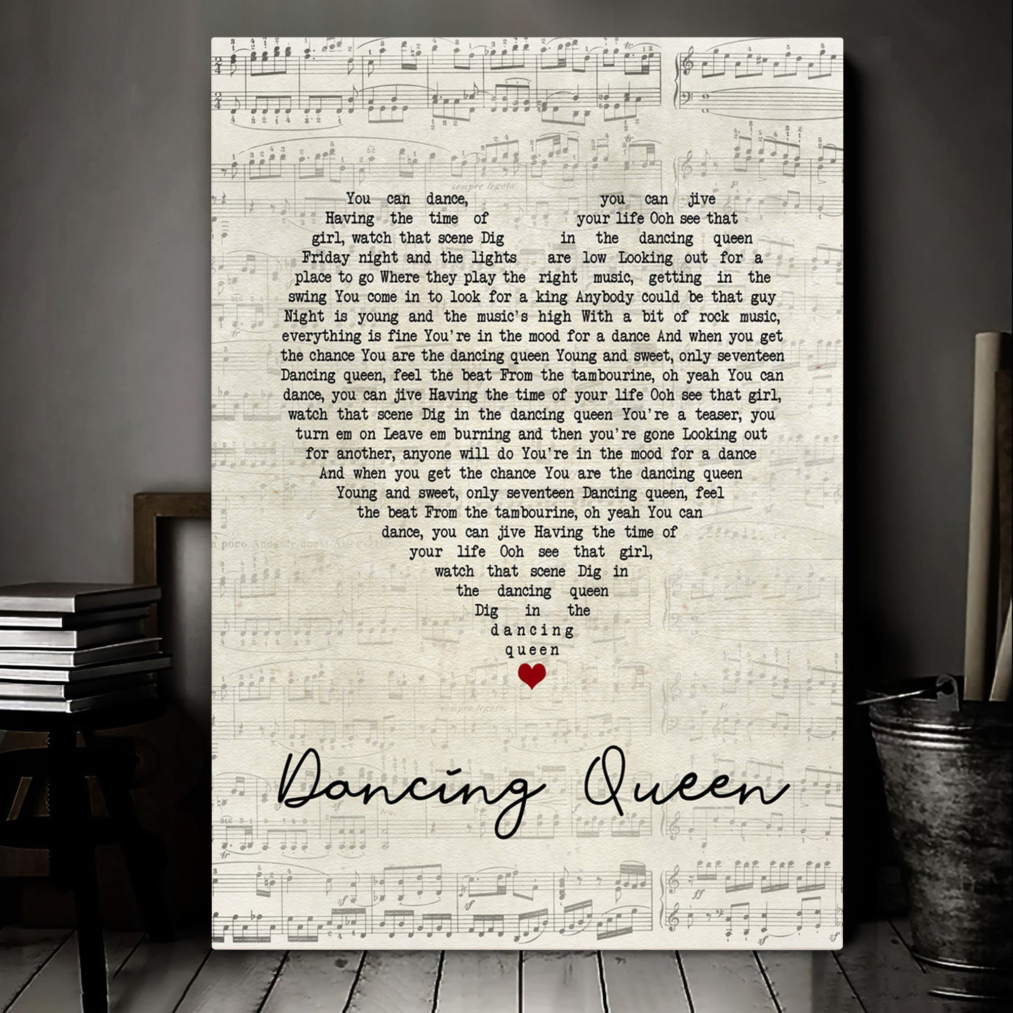 Abba Dancing Queen Script Heart Song Lyric Art Print Canvas Print Frames