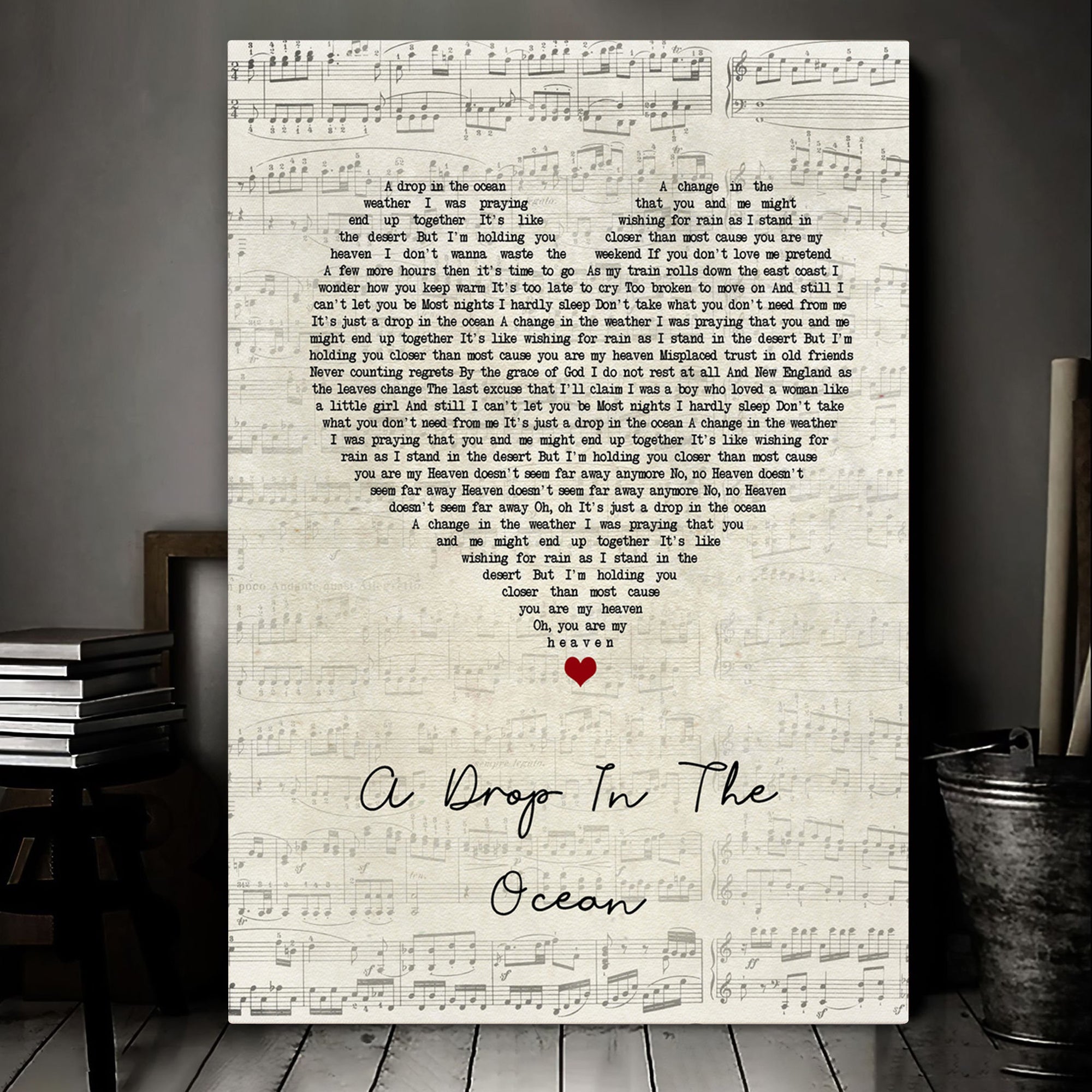 Ron Pope A Drop In The Ocean Script Heart Song Lyric Quote Music Art Print Canvas Print Framesin