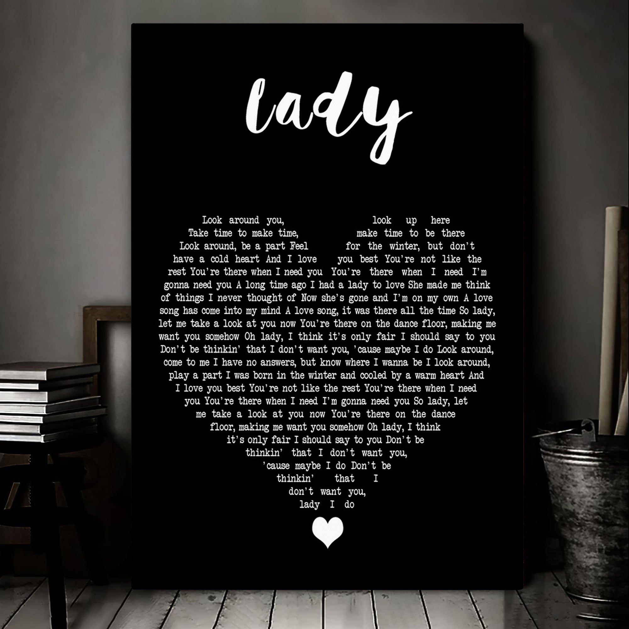 Little River Band Lady Black Heart Decorative Art Gift Song Lyric Print Canvas Print Frames